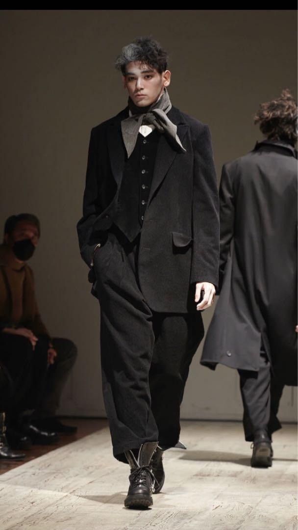 image of Yohji Yamamoto Look 3 22Aw Corduroy Button Trousers in Black, Men's (Size 32)