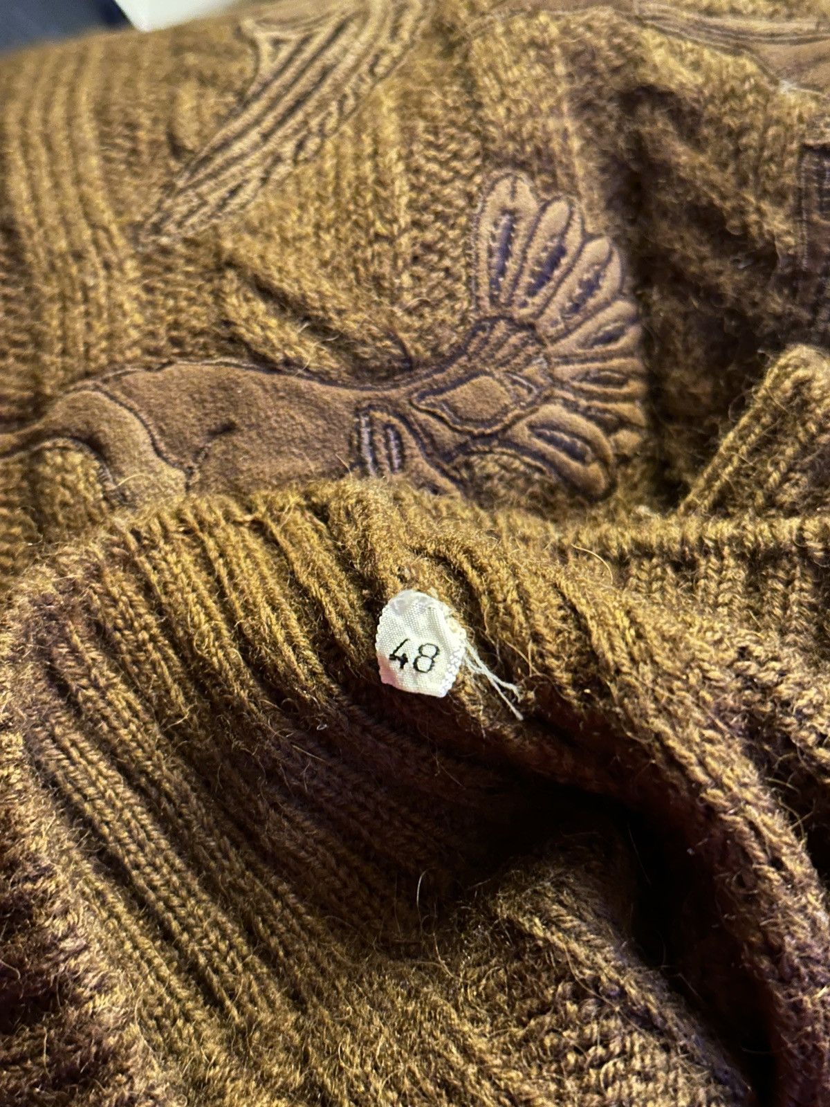 Hermes Rare vintage goose embroidered camel wool sweater Size US XL / EU 56 / 4 - 7 Thumbnail
