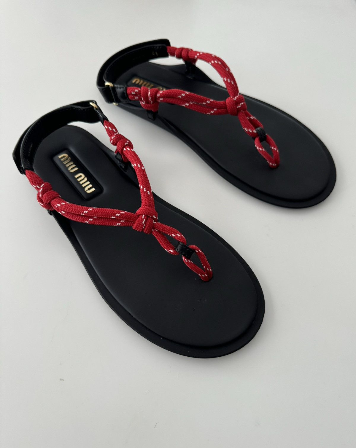 Miu Miu Miu Miu Riviere Cord & Leather Sandals Size US 11 / IT 41 - 6 Thumbnail