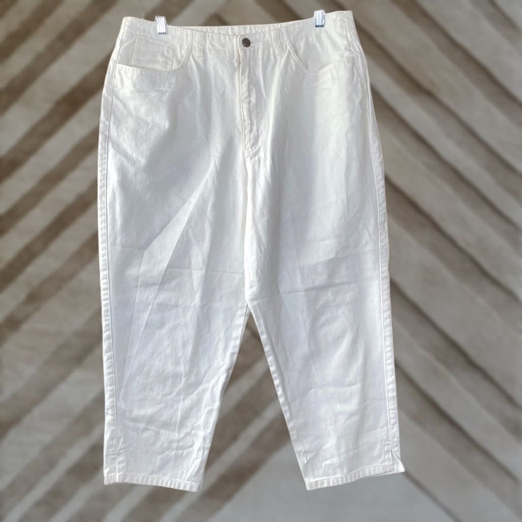 Talbots VINTAGE Talbots Jeans White Capri 16P 100% Cotton Petite High Rise Women Denim 5-Pocket Capris Size 38" / US 16 / IT 52 - 1 Thumbnail