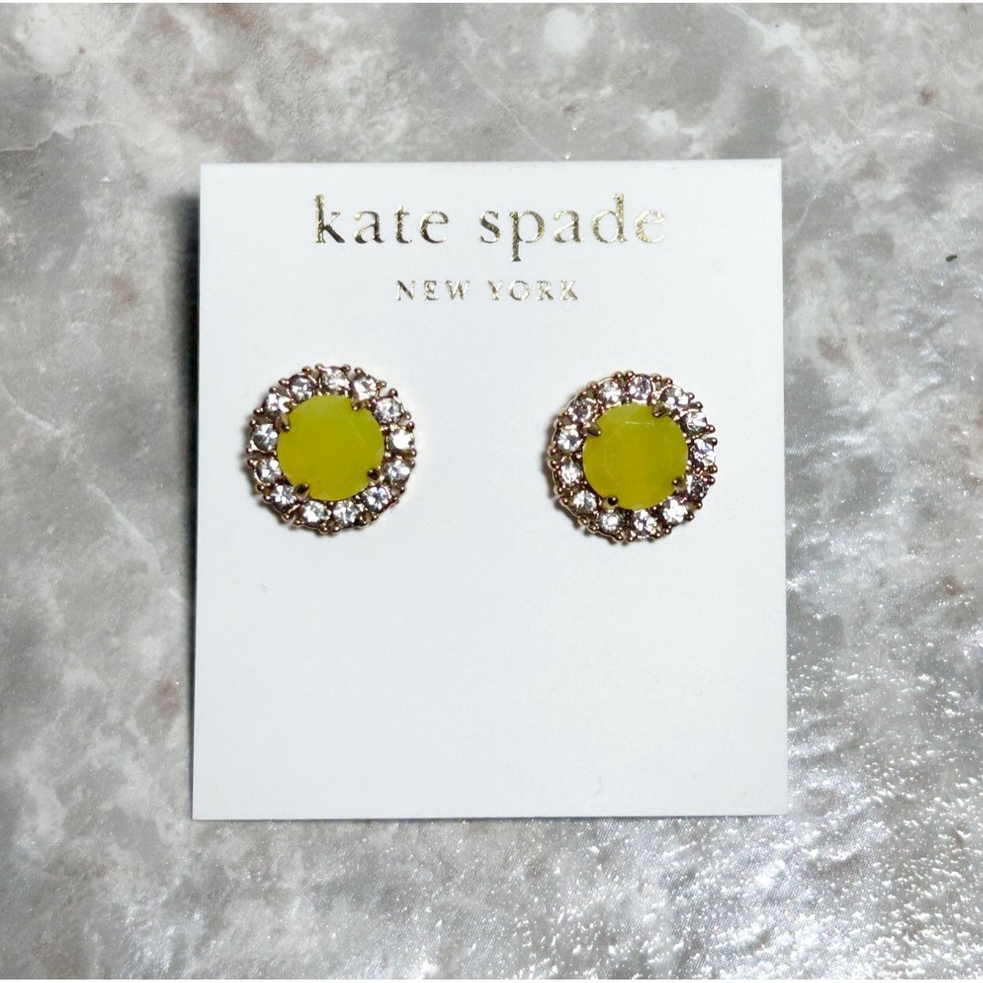 Kate Spade Kate Spade Secret Garden Pavé Stud Earrings in Yellow - NWT Size ONE SIZE - 1 Thumbnail