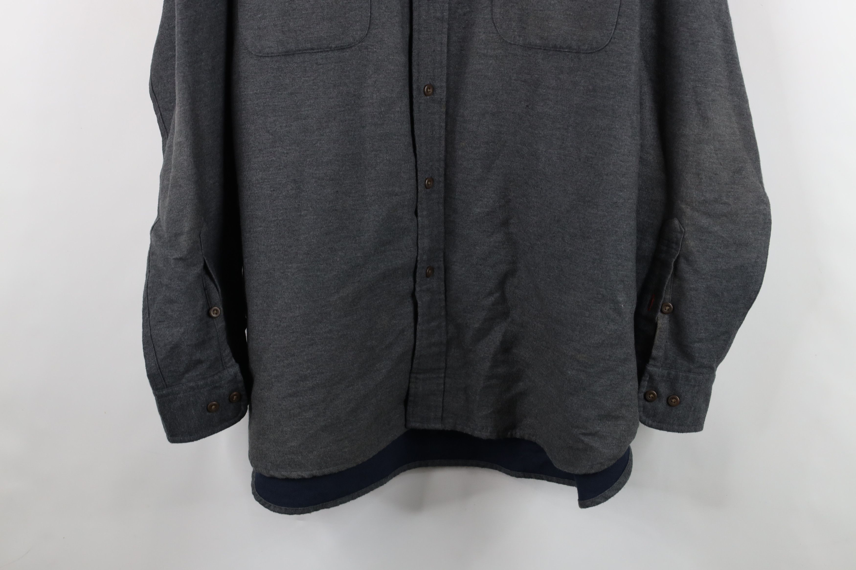 Tommy Hilfiger Vintage 90s Tommy Hilfiger Chamois Cloth Button Shirt Gray Size US XL / EU 56 / 4 - 3 Thumbnail