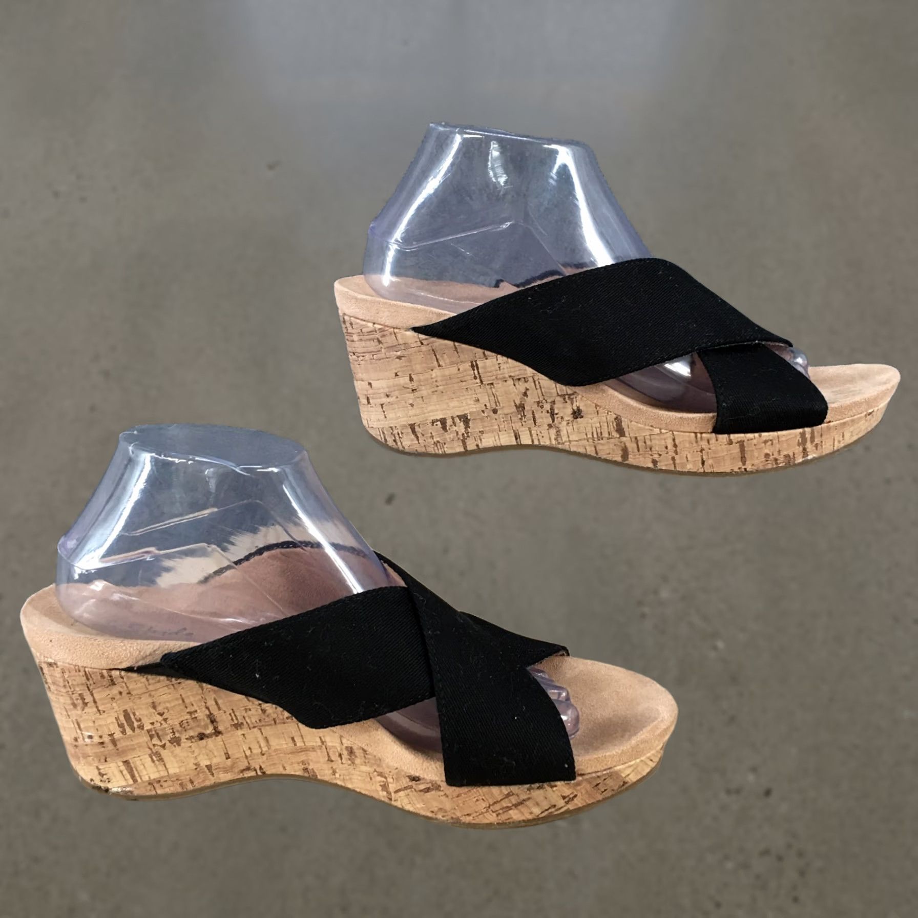 Vintage LifeStride Westcott Black Cork Wedge Slide Sandals Womens 9.5W Criss Cross Size US 10 / IT 40 - 1 Thumbnail