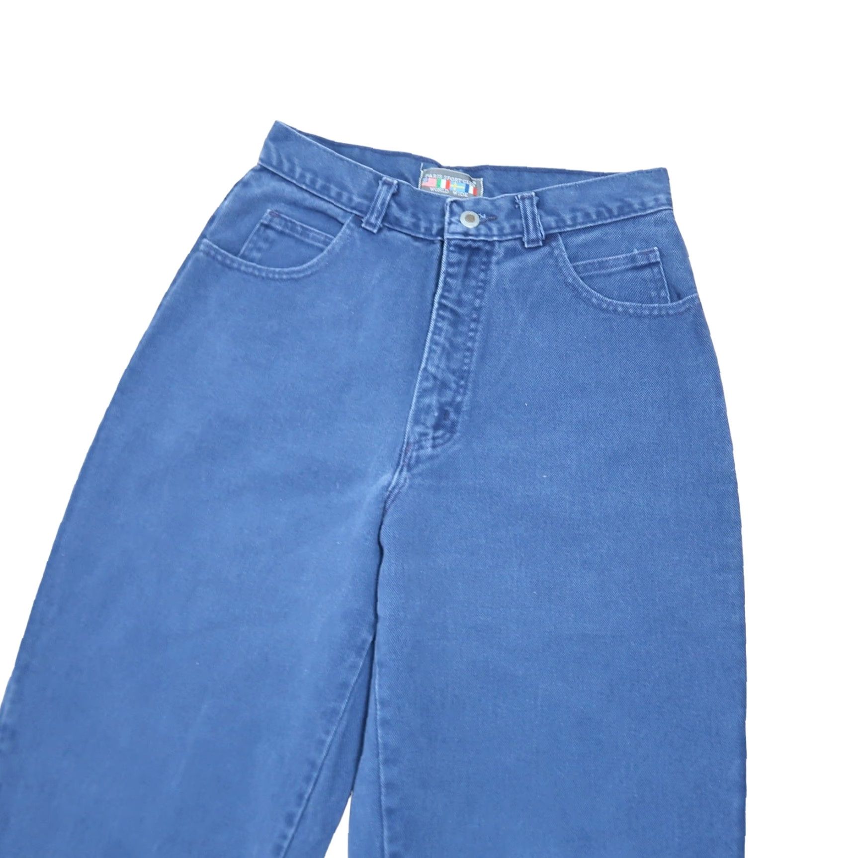 Vintage VINTAGE Paris Sport Club Jeans Navy Blue High Rise Balloon Leg Mom 27" Waist 10 100% Cotton Women Size 32" / US 10 / IT 46 - 2 Thumbnail