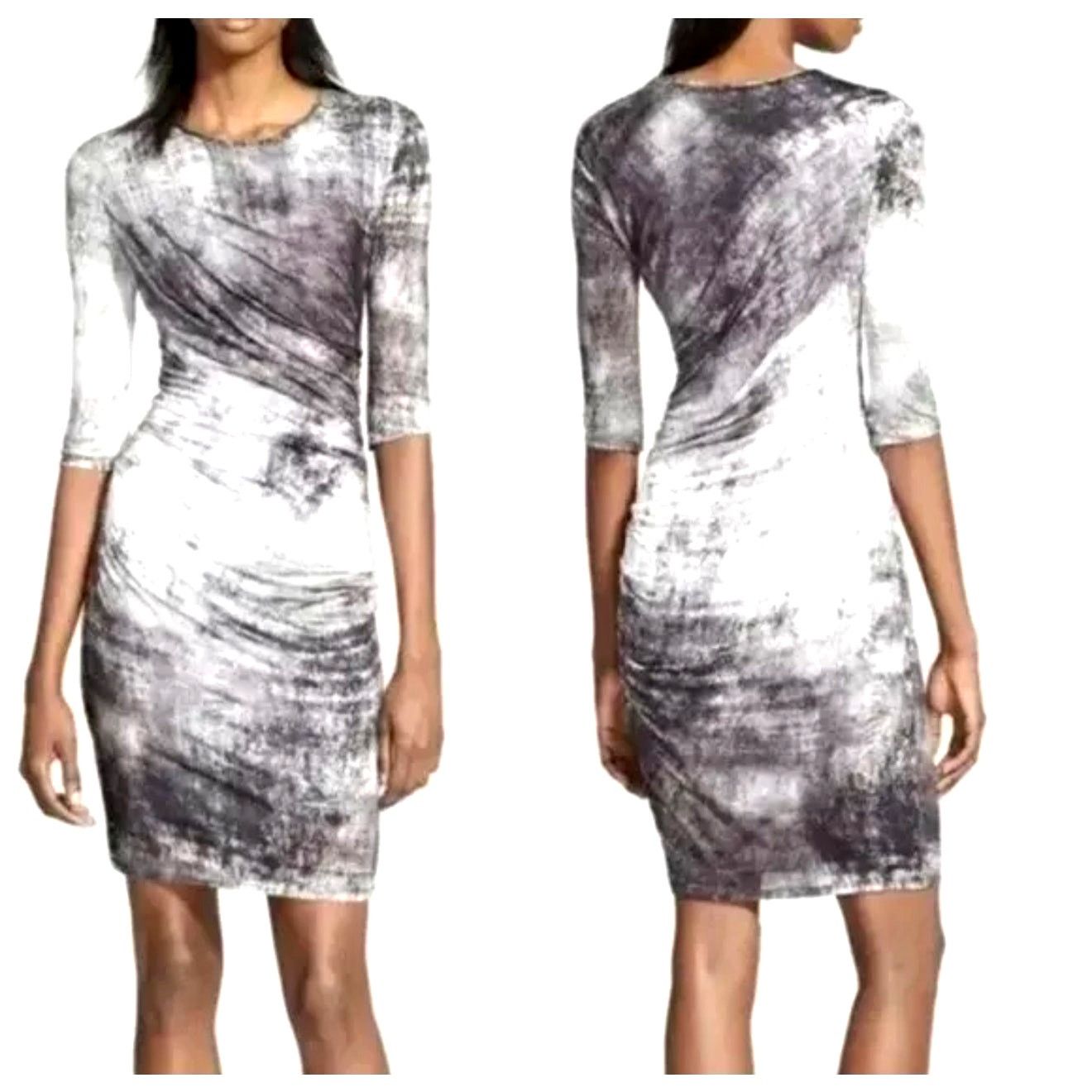 Helmut Lang Helmut Lang New Nova Print Ruched Jersey Dress Size P Size XXS / US 00 / IT 34 - 3 Thumbnail