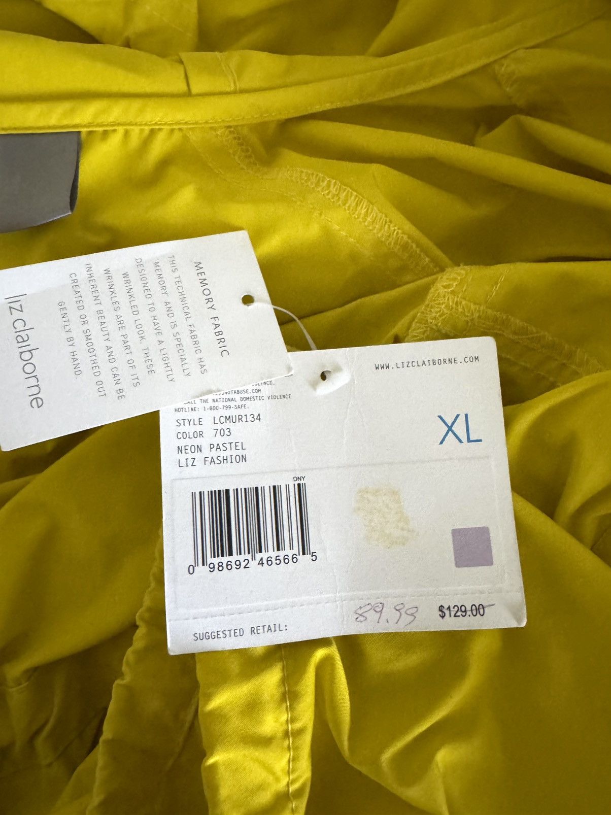Liz Claiborne LIZ CLAIBORNE Yellow Hooded Rain Jacket XL NWT $129 Size XL / US 12-14 / IT 48-50 - 8 Thumbnail