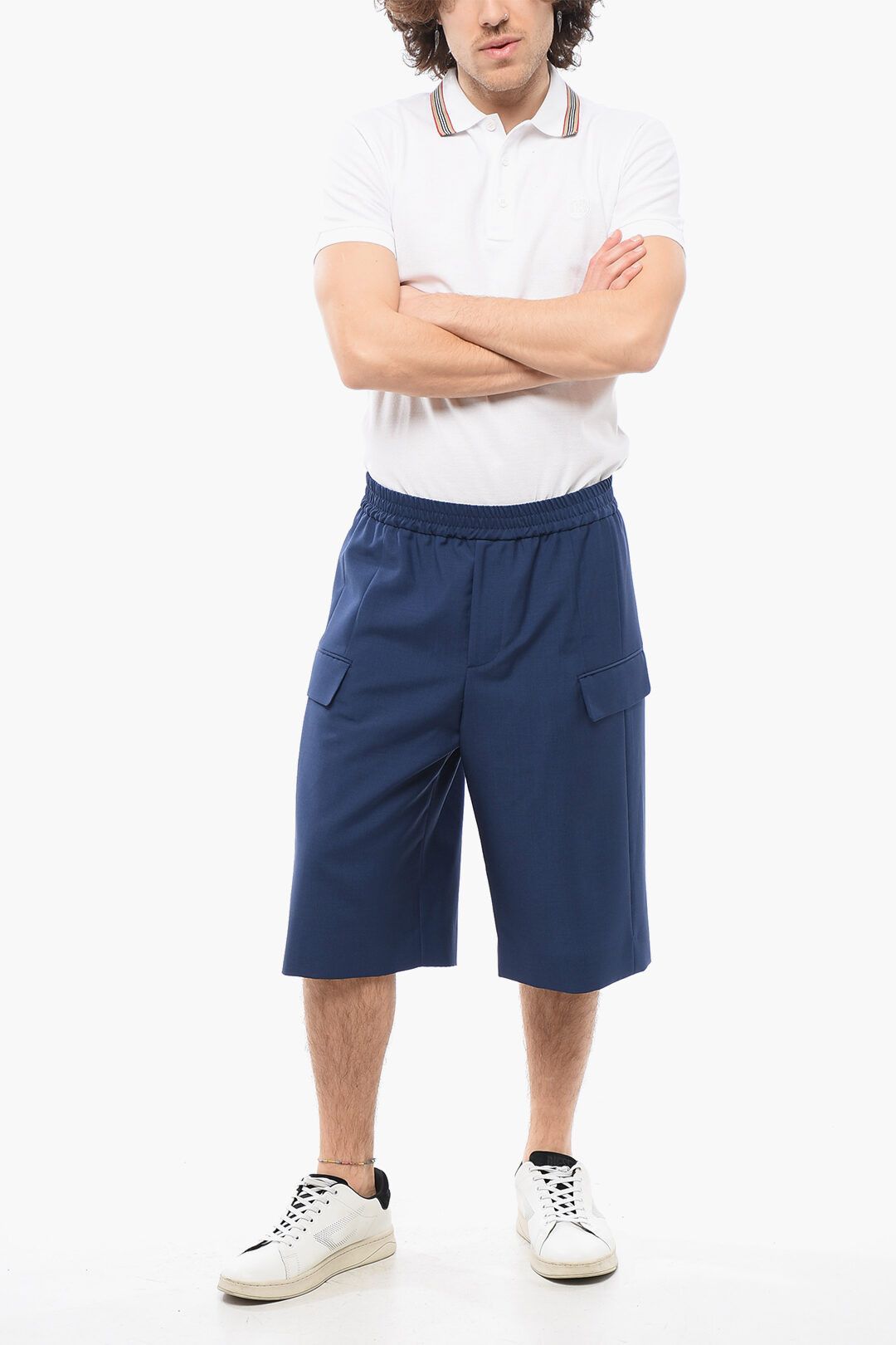 Alexander McQueen og1mm0925 Mohair Blend Cargo Short in Blue Size US 32 / EU 48 - 4 Thumbnail