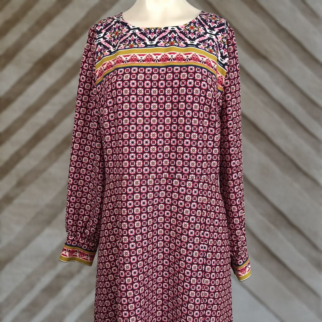 Loft LOFT Womens Graphic Midi Dress Red Blue Yellow Size XL / US 12-14 / IT 48-50 - 1 Thumbnail