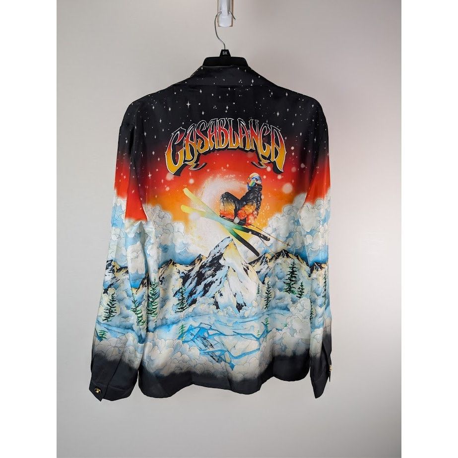 Casablanca o1rshd1 Cuban Collar Long Sleeve Shirt in Ski Lake Size US L / EU 52-54 / 3 - 9 Thumbnail