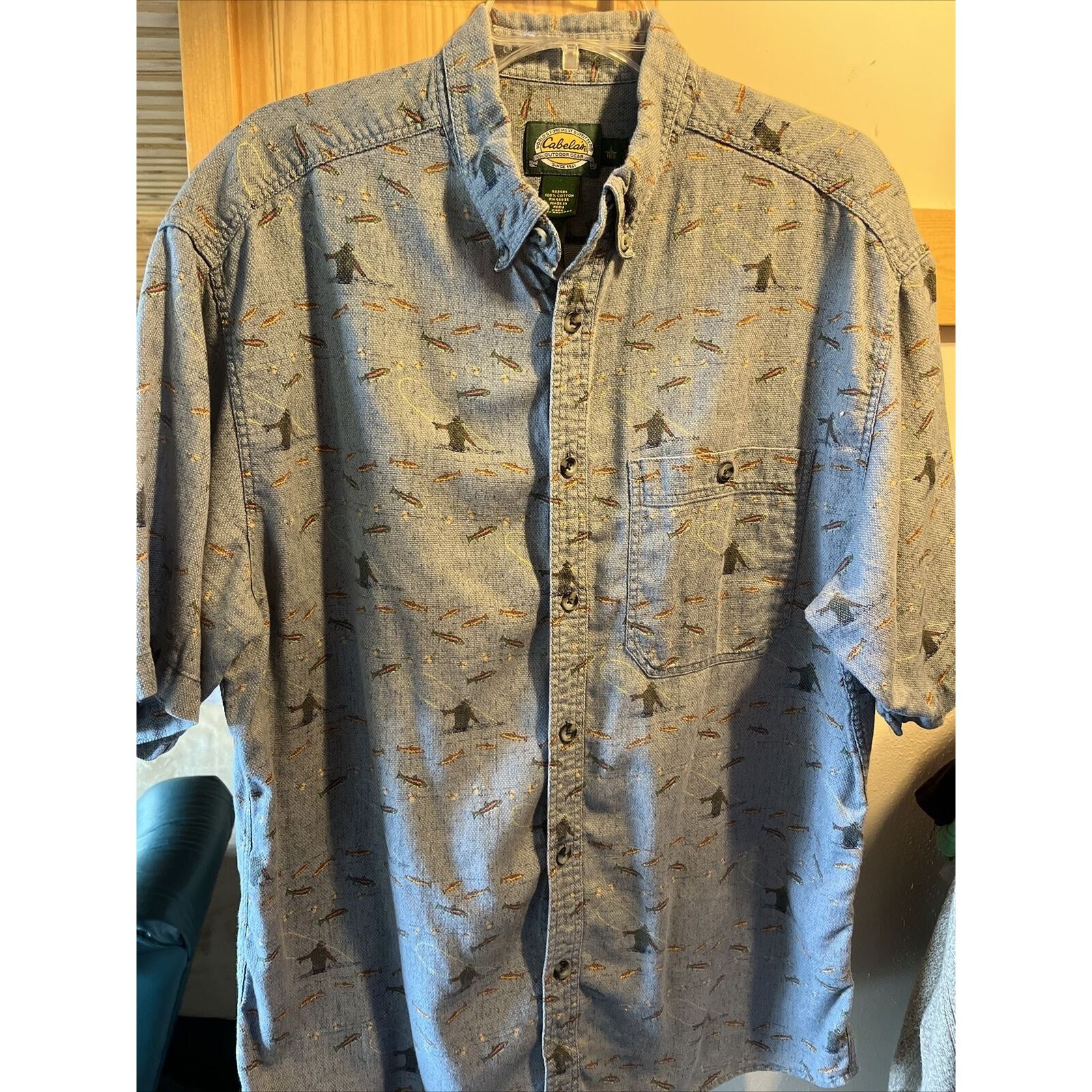 Cabelas Cabelas Shirt Men’s L Button Blue Fish All Over Print Cotton Size US L / EU 52-54 / 3 - 2 Thumbnail
