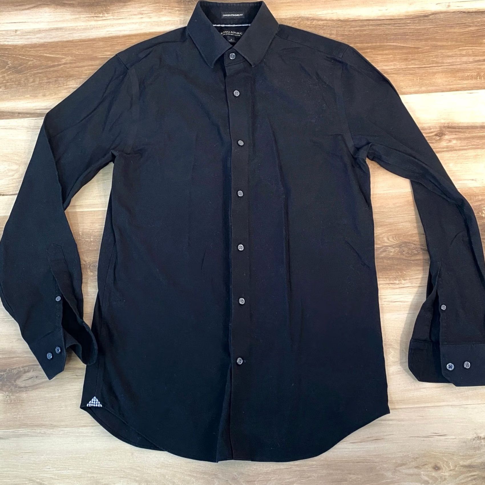 Banana Republic Banana Republic Shirt Mens S Camden Standard Fit Non-Iron Cotton Black Dress Shirt Long Sleeve Button-Down Size US S / EU 44-46 / 1 - 3 Thumbnail