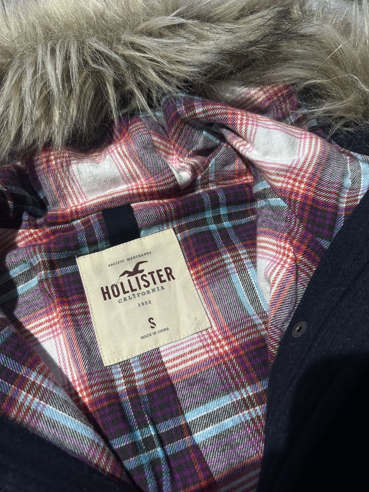 Hollister Hollister Faux Fur Trim Hooded Parka Jacket - Navy Blue - Size S / US 4 / IT 40 - 8 Thumbnail