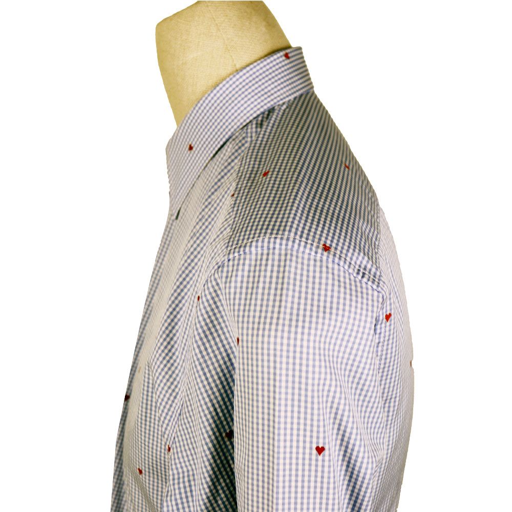 Gucci Gucci Blue Gingham Cotton Shirt with Red Heart Embroidery Size US M / EU 48-50 / 2 - 4 Thumbnail