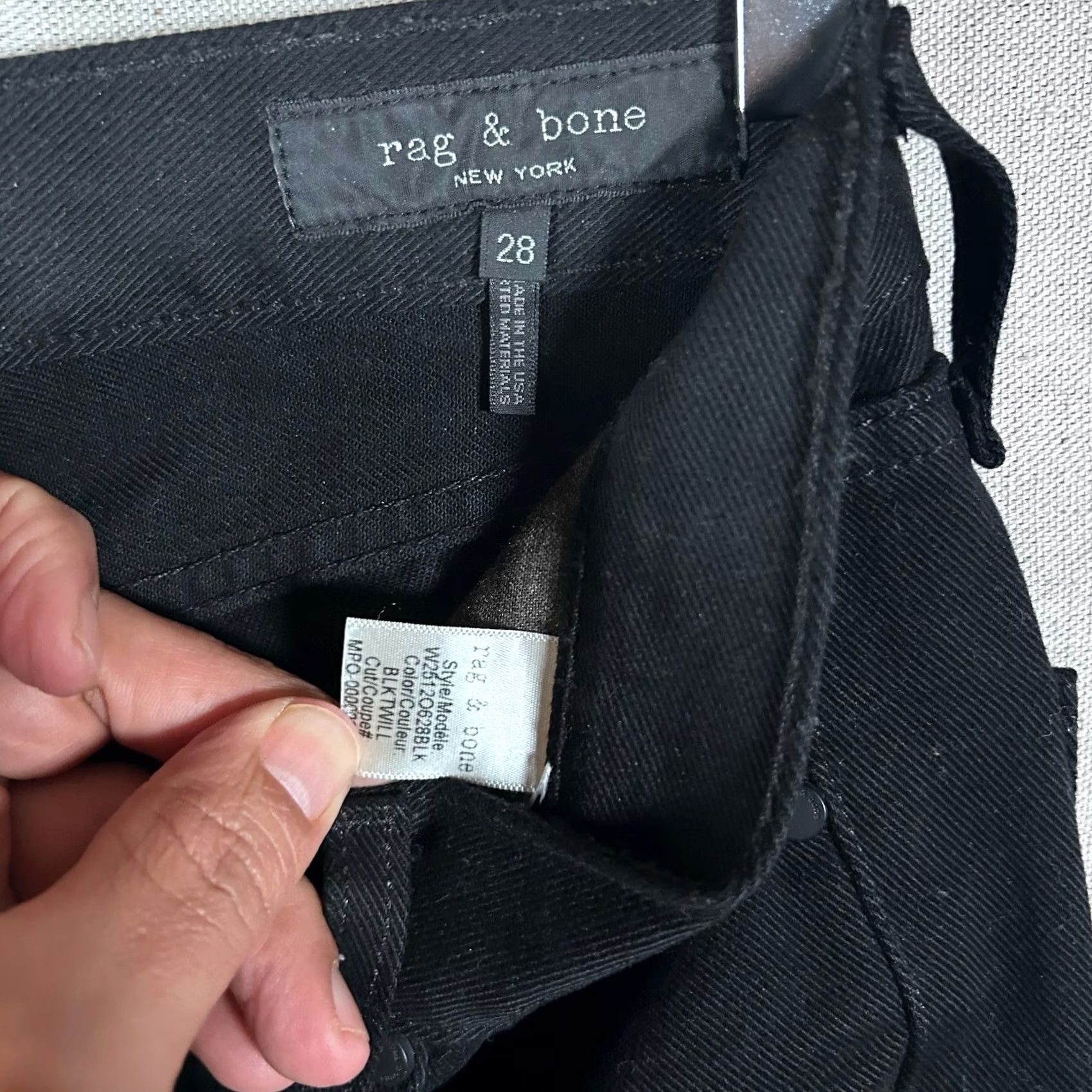 Rag & Bone rag & bone New York Black Twill Pants Womens Size 28 Mid Rise Made in USA Size 28" / US 6 / IT 42 - 3 Thumbnail