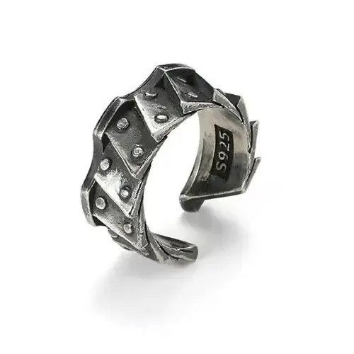 Vintage Machine Gear Pattern Men Index Finger Ring Size ONE SIZE - 1 Thumbnail