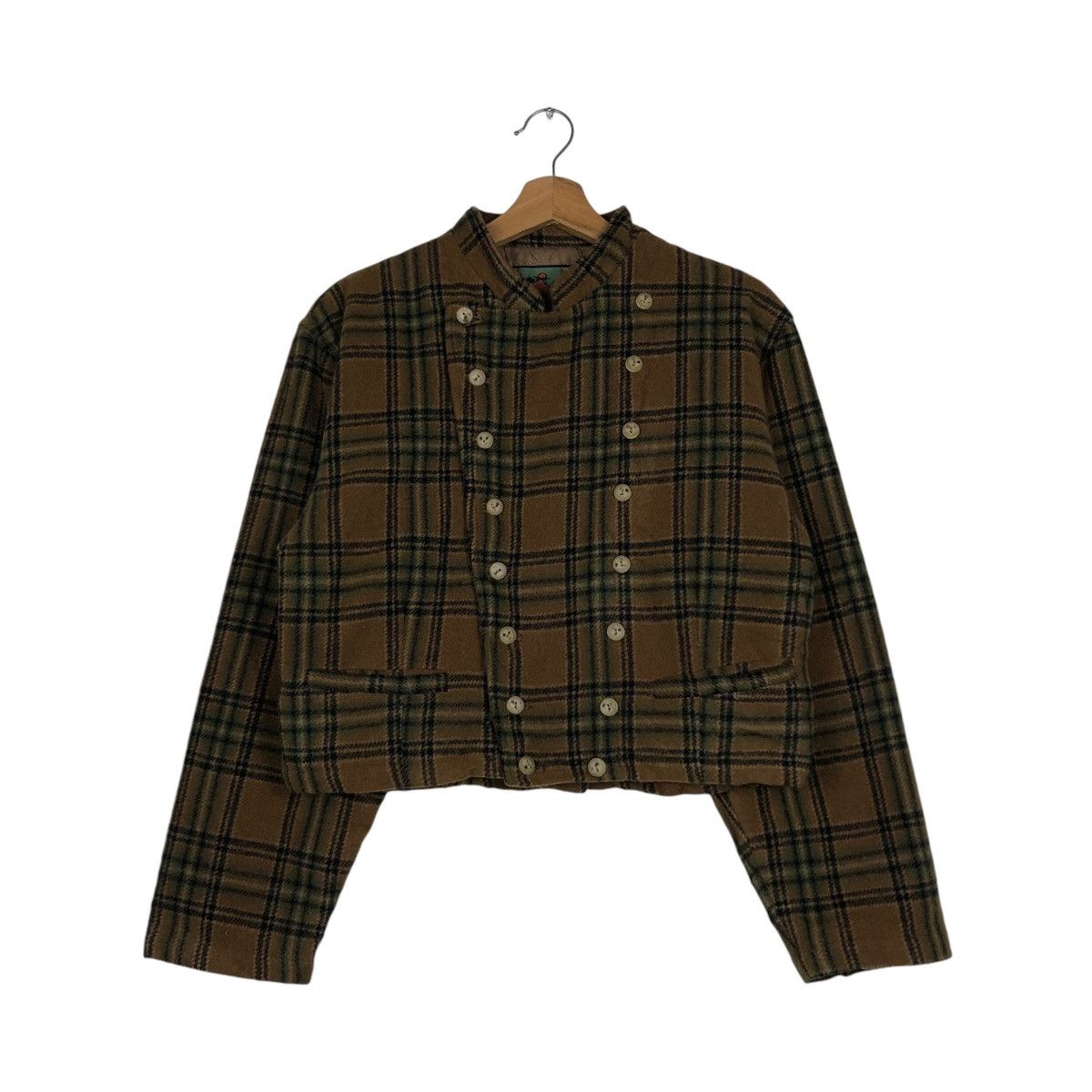 Japanese Brand 🔥VINTAGE CROPPED WOOL BIKER JACKET SABUROKU TARTAN DESIGN Size US M / EU 48-50 / 2 - 3 Thumbnail