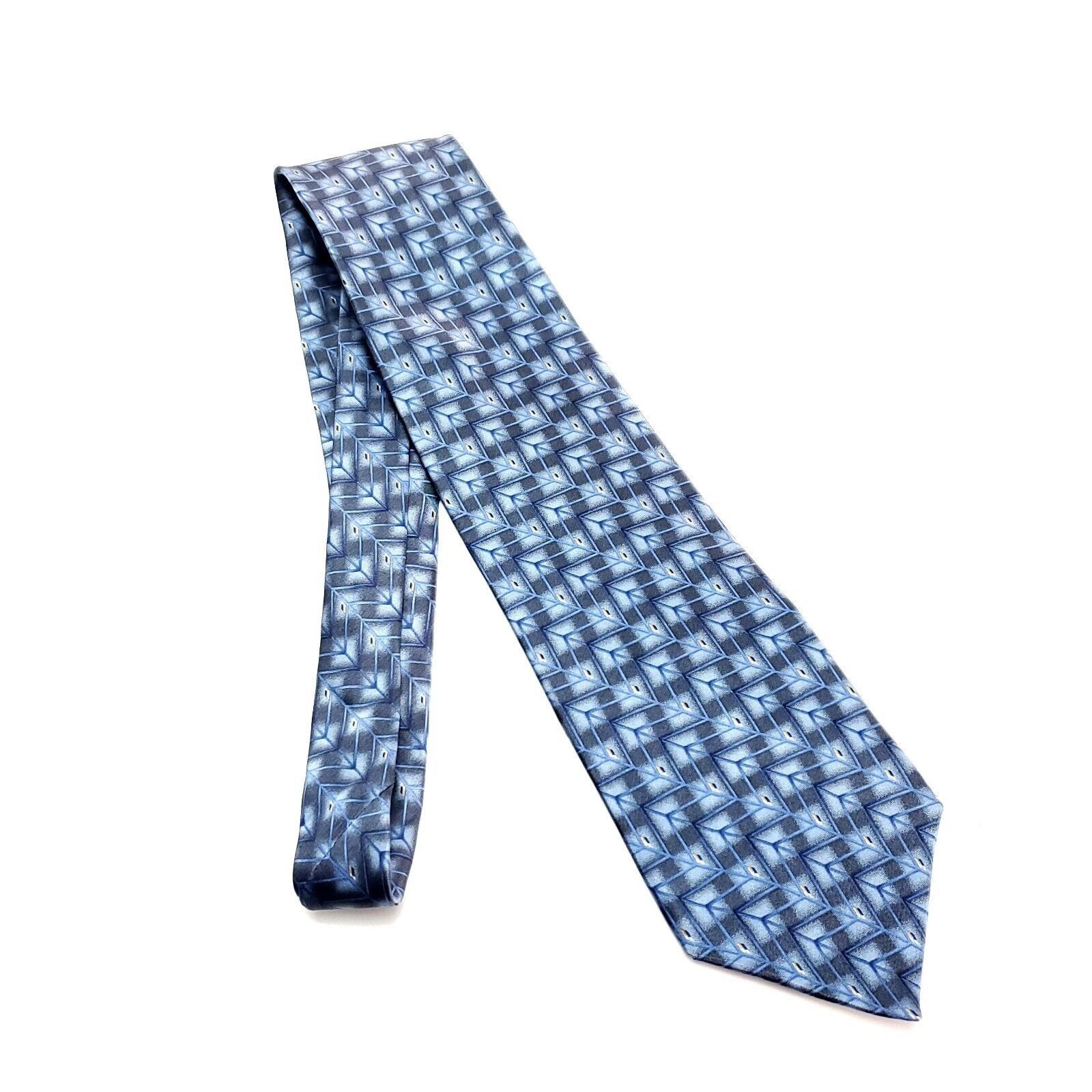 Bill Blass Bill Blass Silk Tie Print Blue Short Wide Geometric Size ONE SIZE - 6 Thumbnail
