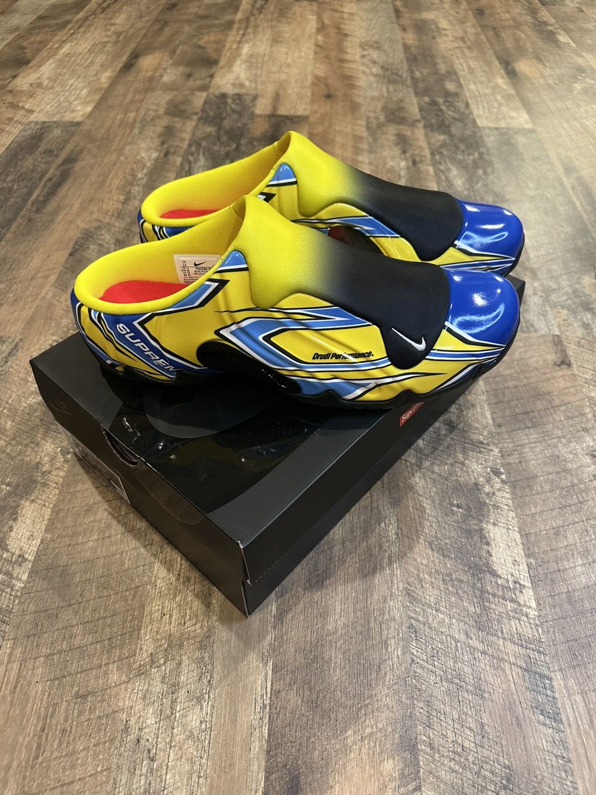 Nike × Supreme Supreme x Nike Clogposite Opti Yellow Blue Brand New in Box Size US 12 / EU 45 - 1 Thumbnail