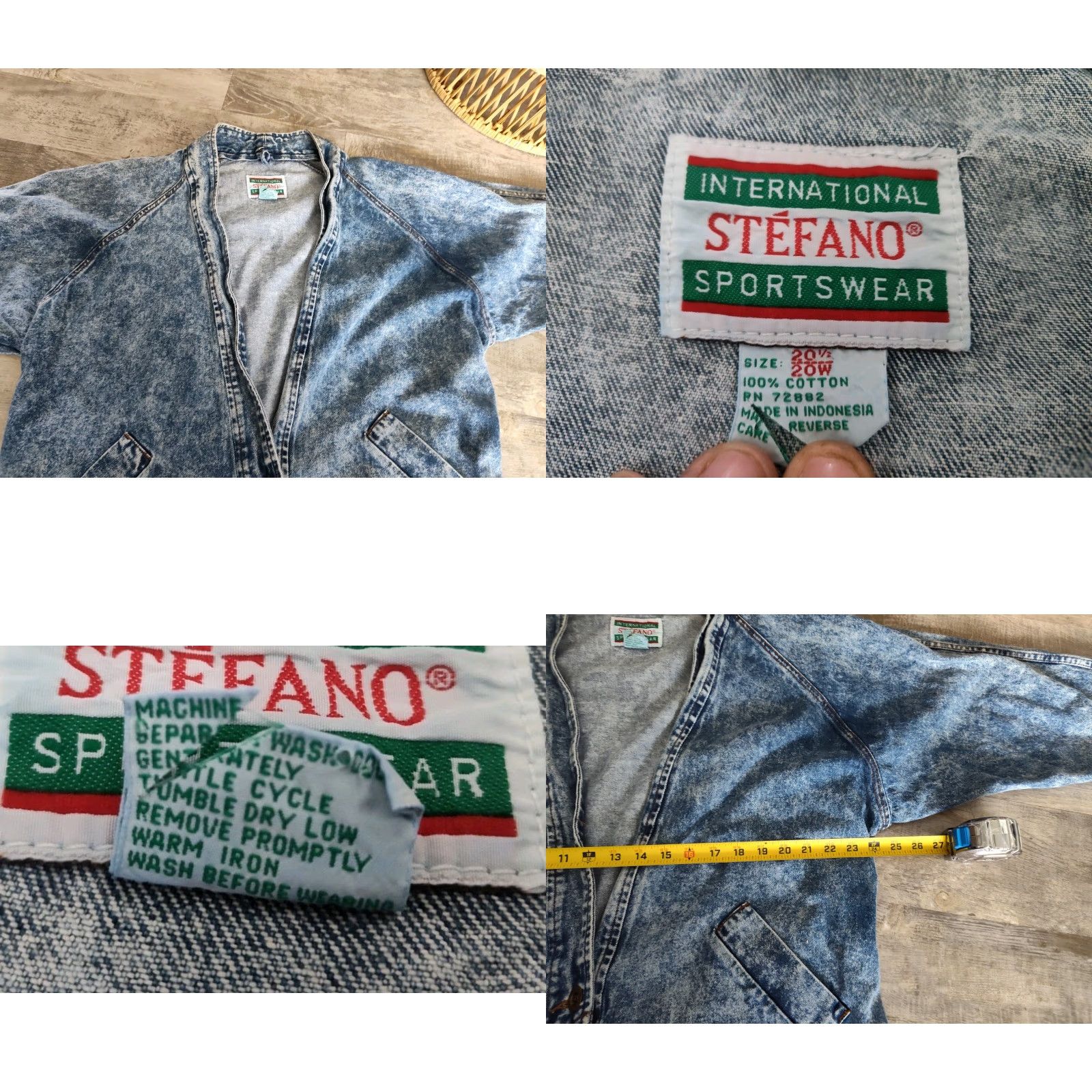 Vintage VINTAGE 1980s Stefano Acid Wash Denim Jacket Women’s Plus Size 20 Oversized Streetwear Grunge Blue Size 3XL / US 20-22 - 8 Thumbnail