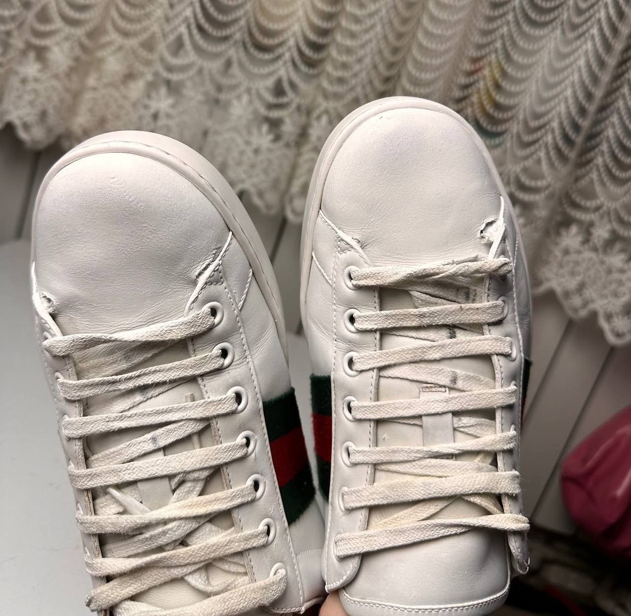 Gucci Rare Gucci Ace Classic White Leather Low Top Sneakers Stripe Size US 8 / EU 41 - 14 Thumbnail