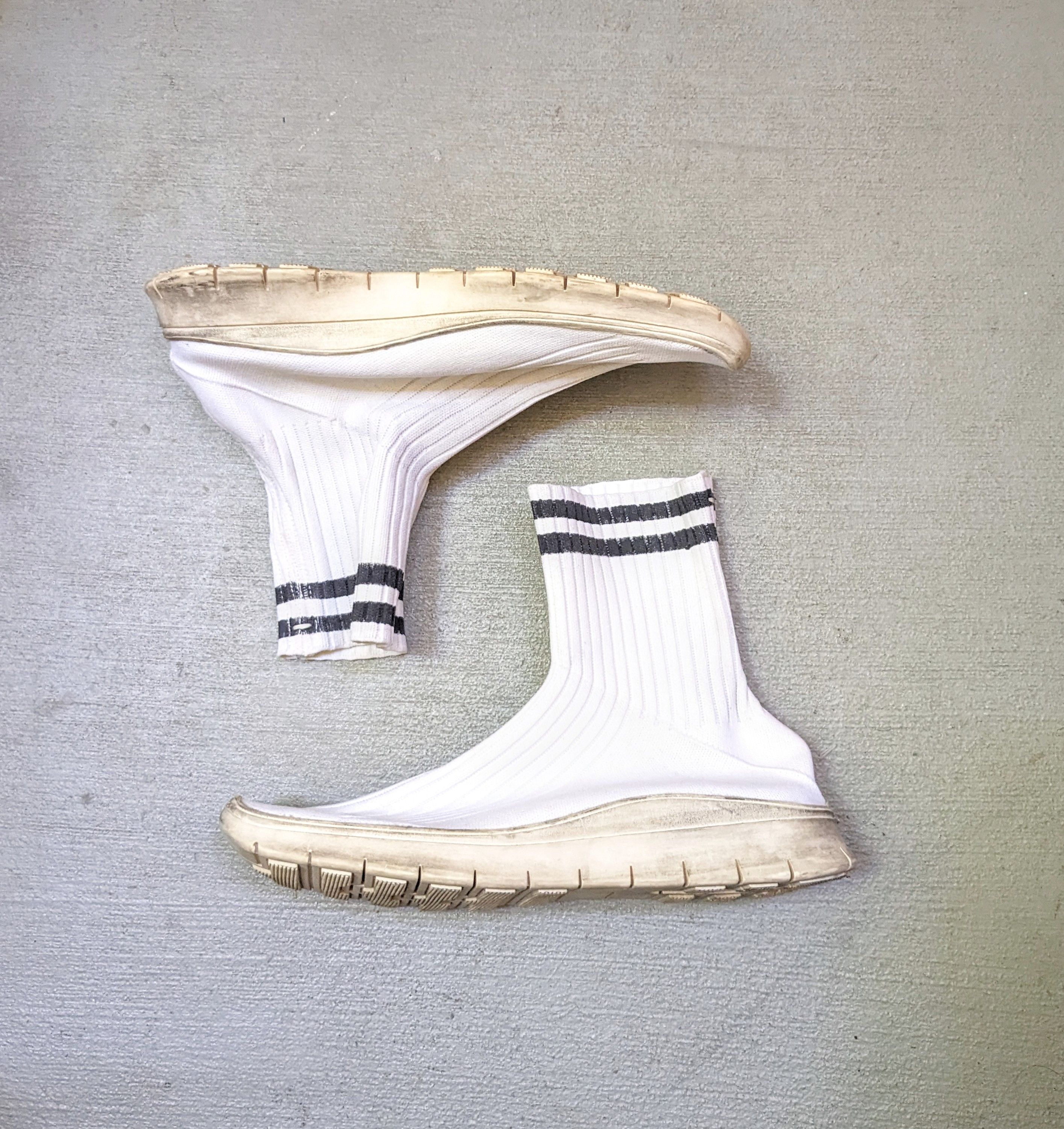 image of Maison Margiela Sock Sneakers Size 10 43 White Knit High in White/Black, Men's