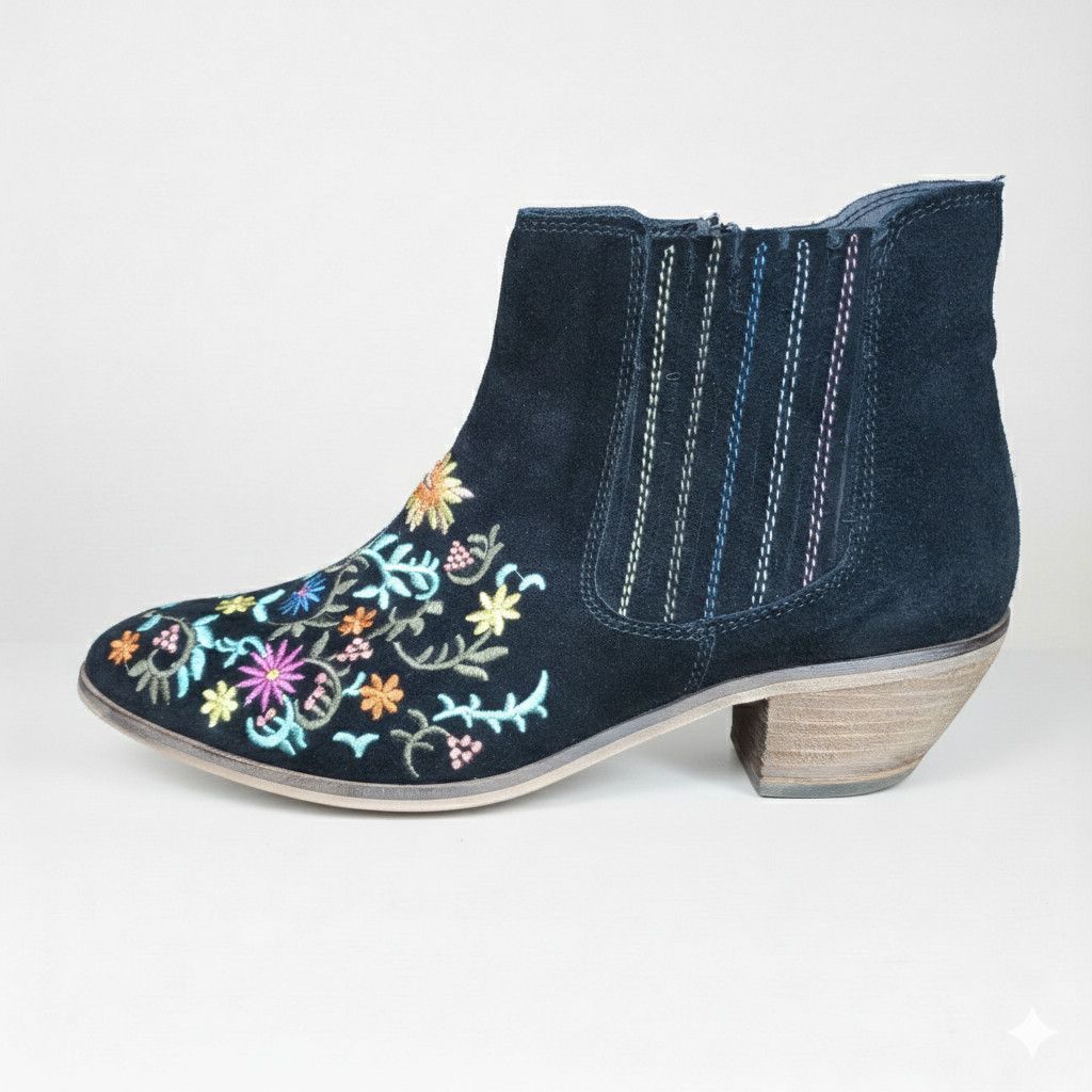 Other Diba Size 8.5 Booties Embroidered Black Suede Leather Size US 8.5 / IT 38.5 - 4 Thumbnail