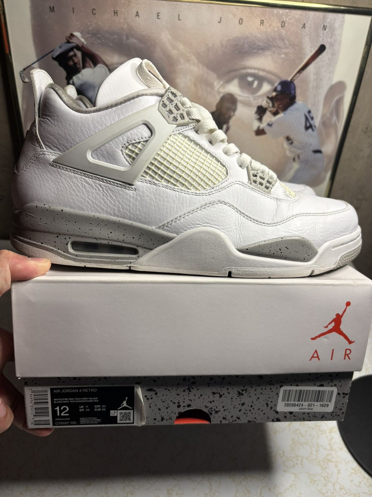 Jordan Brand Jordan Retro 4 ‘white oreo’ Size US 12 / EU 45 - 1 Thumbnail