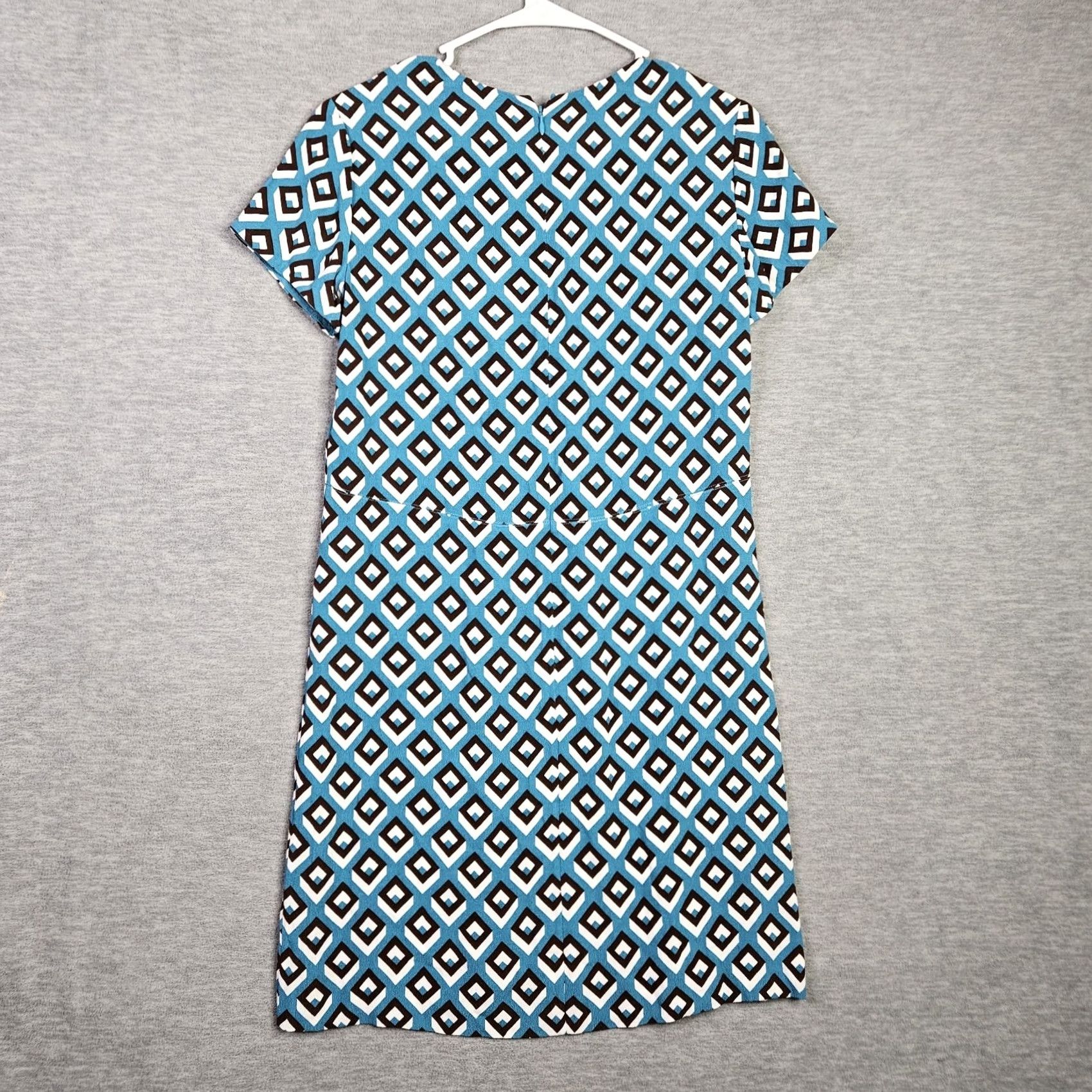 Diane von Furstenberg DVF Carlotta Diamond Squares Coastal Dress Women's XS NEW Multicolor Short Sleeve Crew Neck A-Line Above Knee Casual Lightweight Vacation Womens DVF Size XS / US 0-2 / IT 36-38 - 2 Thumbnail