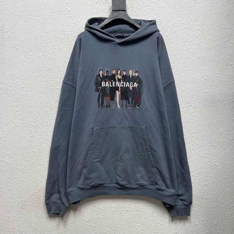 Balenciaga Balenciaga Smog blue portrait hoodie Size US L / EU 52-54 / 3 - 1 Thumbnail