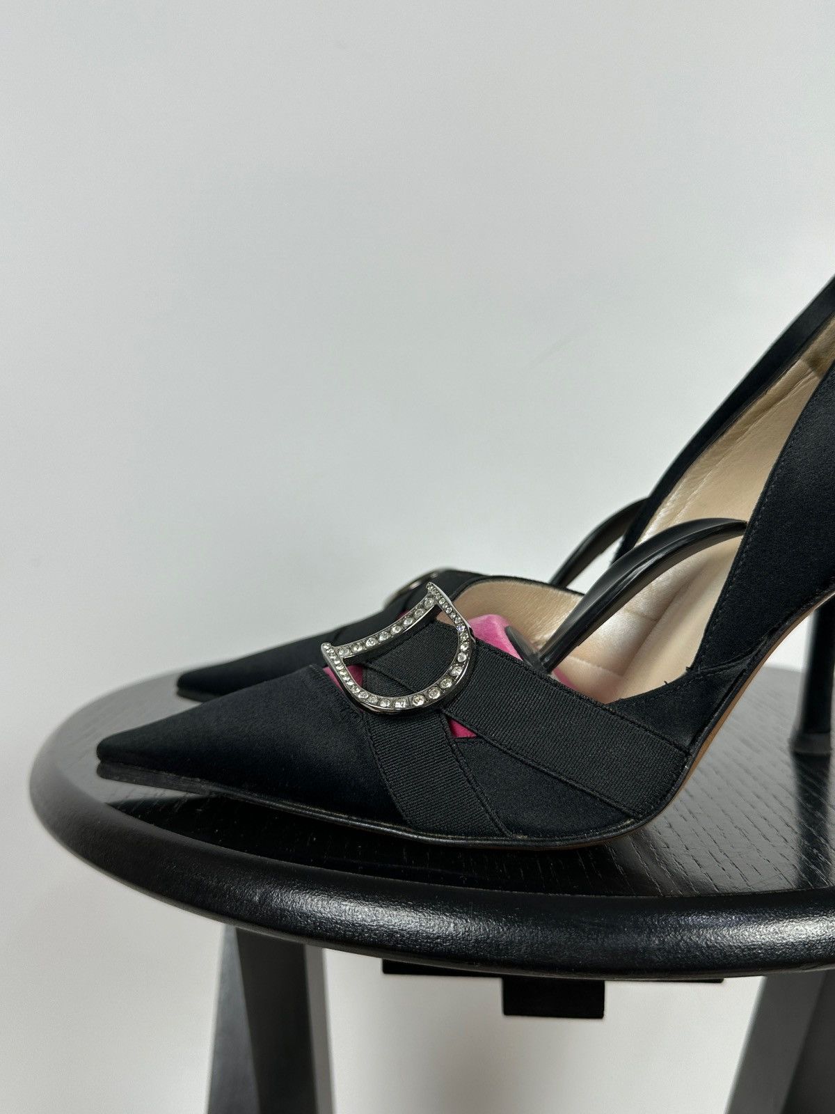 Dior Vintage Dior John Galliano Era Satin Crystal D Logo Heels Size US 8 / IT 38 - 12 Thumbnail
