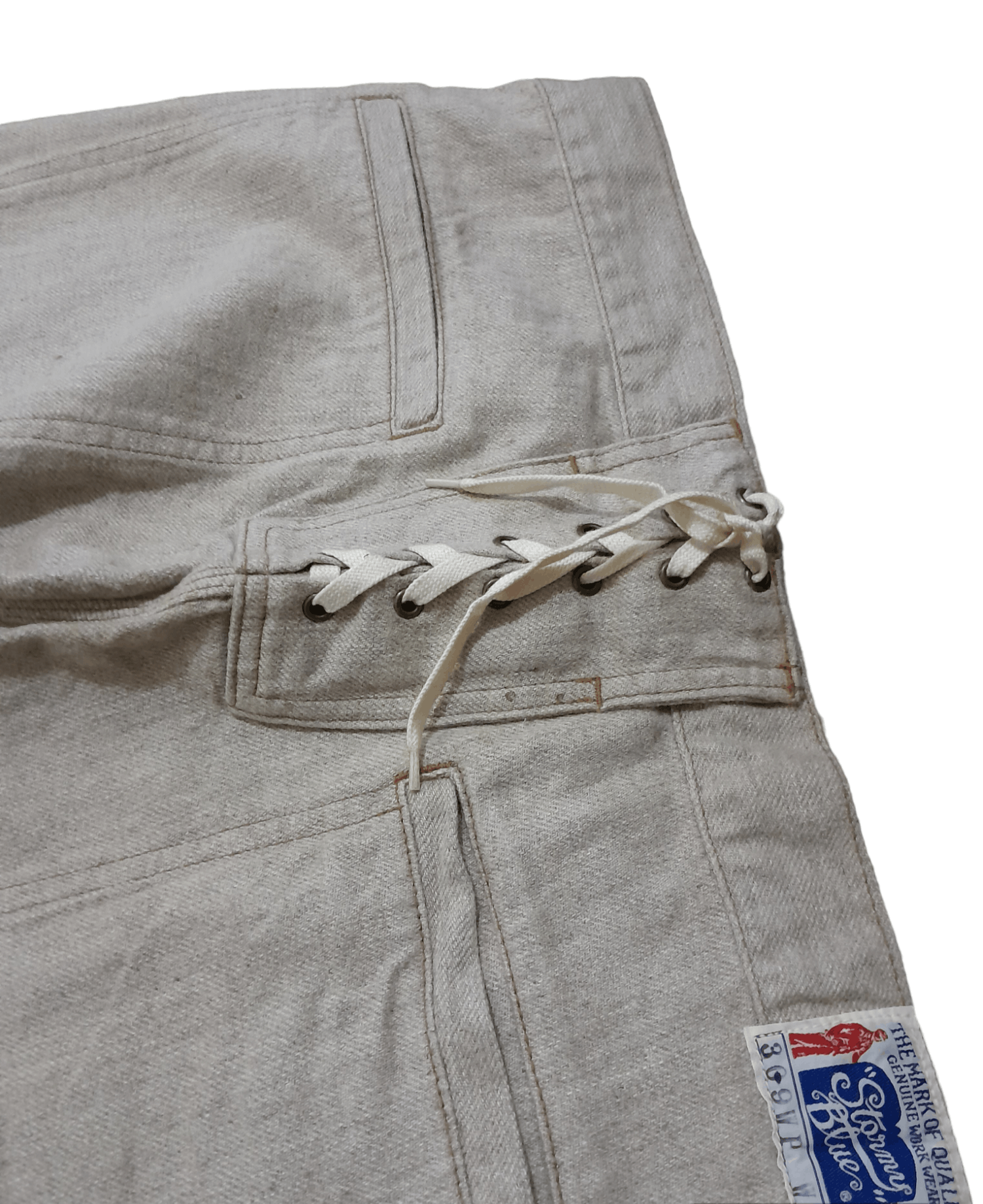 45rpm Stormy Blue laces back work pants Size US 34 / EU 50 - 6 Thumbnail