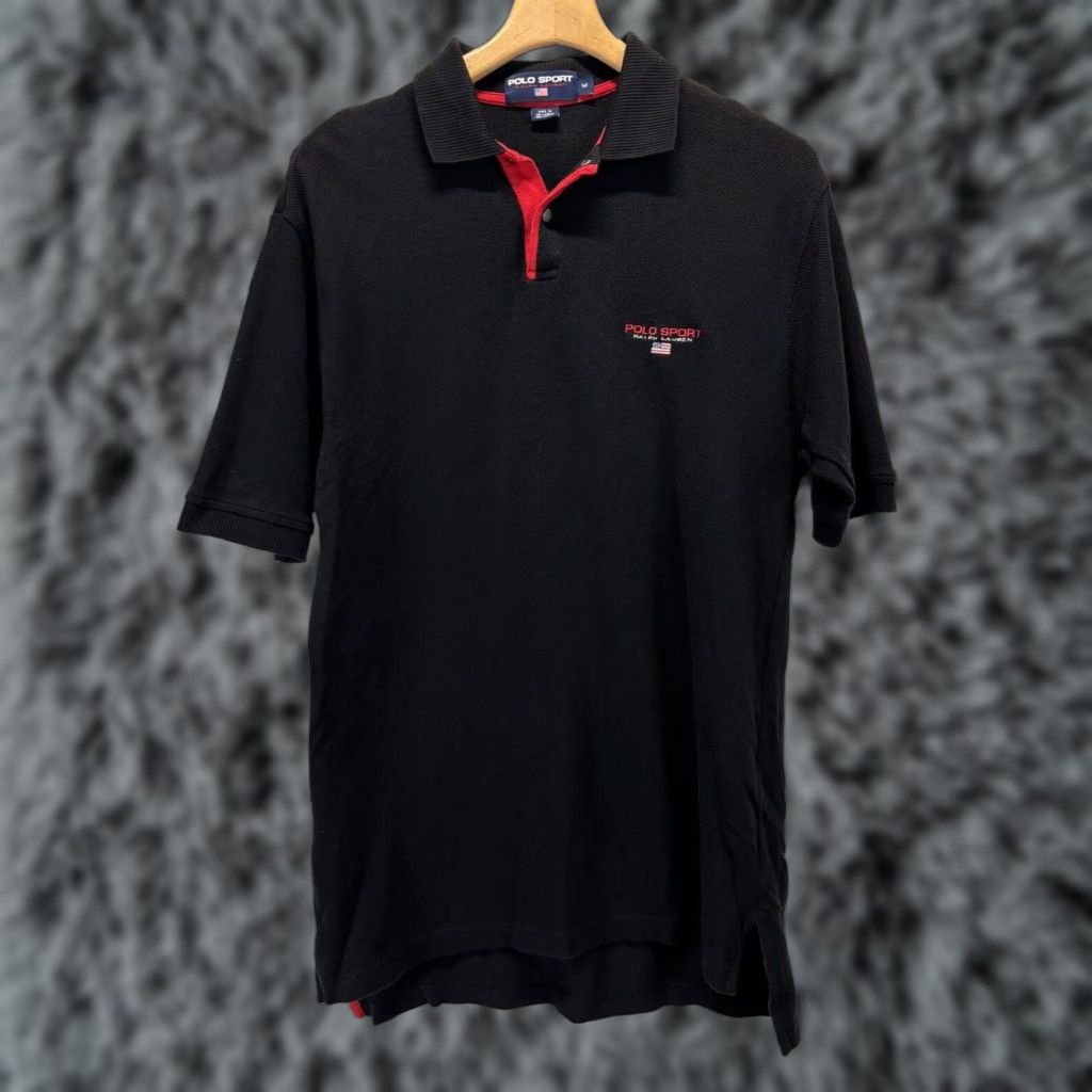 Ralph Lauren VINTAGE Polo Jeans Co Ralph Lauren Knit Polo Shirt Medium Black Short Sleeve 90s Mens Size US M / EU 48-50 / 2 - 1 Thumbnail