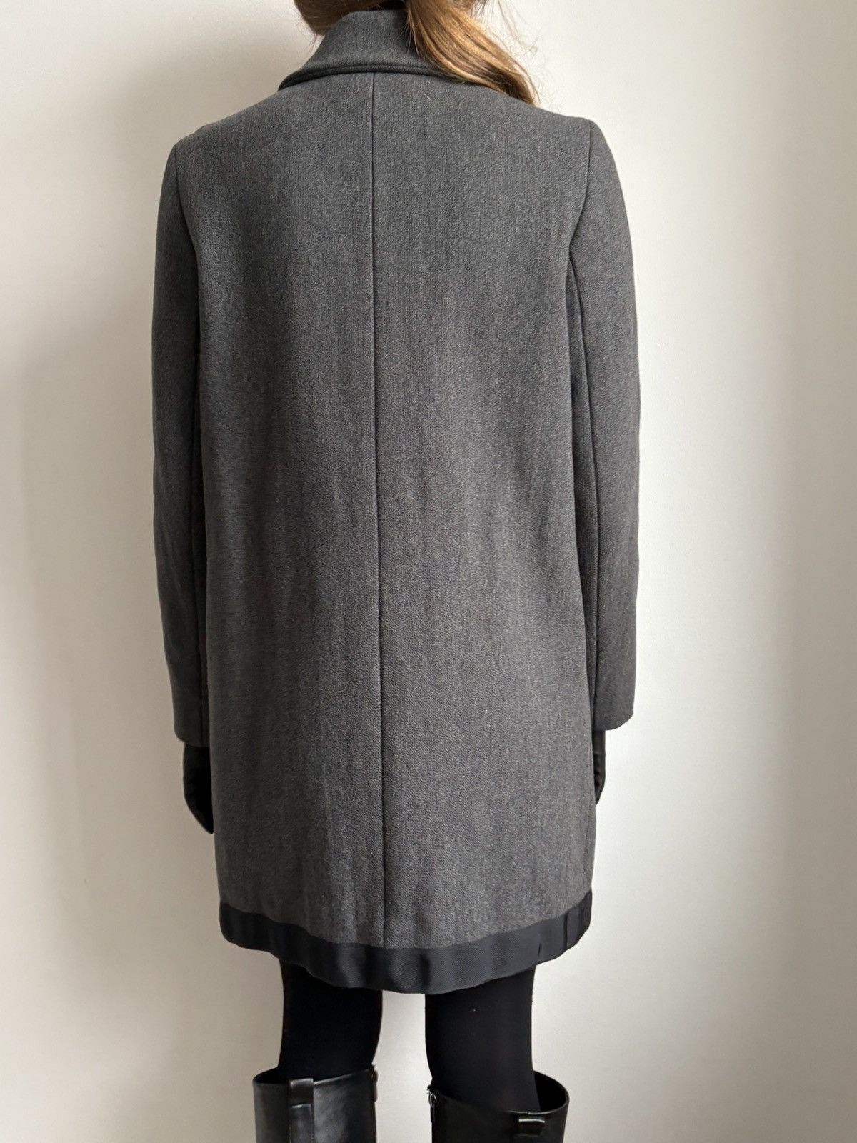 MIU MIU 90s VINTAGE WOMEN GRAY WOOL COAT BELTED IT 42 M