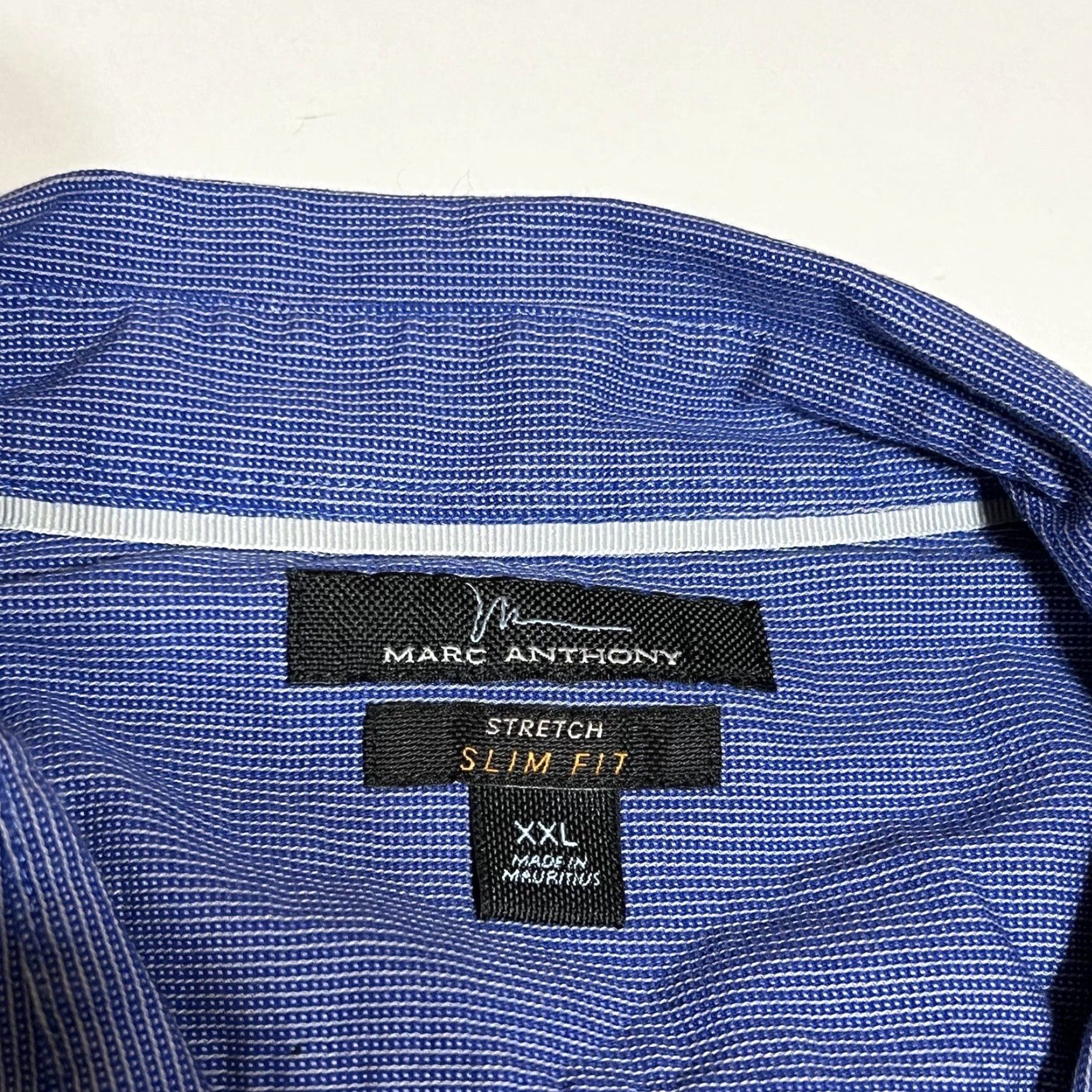 Marcs Marc Anthony Shirt Mens XXL Button-Up Blue Long Sleeve Stretch Slim Fit Collared Woven Cotton Blend Size US XXL / EU 58 / 5 - 7 Thumbnail