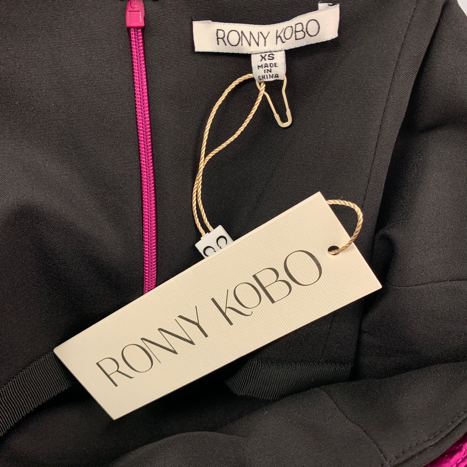 Ronny Kobo Carolayna Pink Fuchsia Polyamide Blend Wrinkled Bow Dress Size XS / US 0-2 / IT 36-38 - 4 Thumbnail