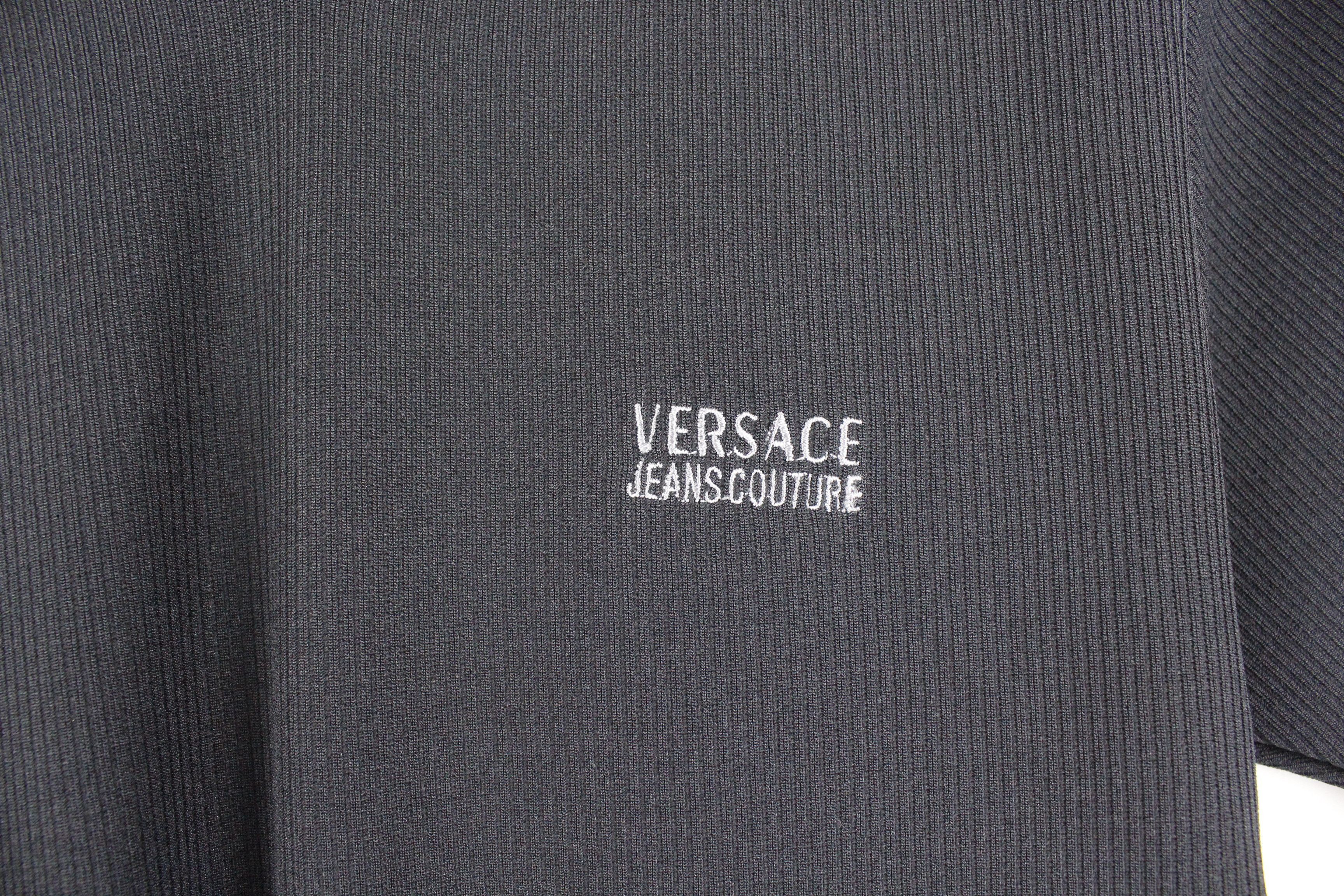 Versace Jeans Couture × Vintage Vintage Versace Jeans Couture Logo Ribbed V-Neck T-shirt Size L / US 10 / IT 46 - 4 Thumbnail