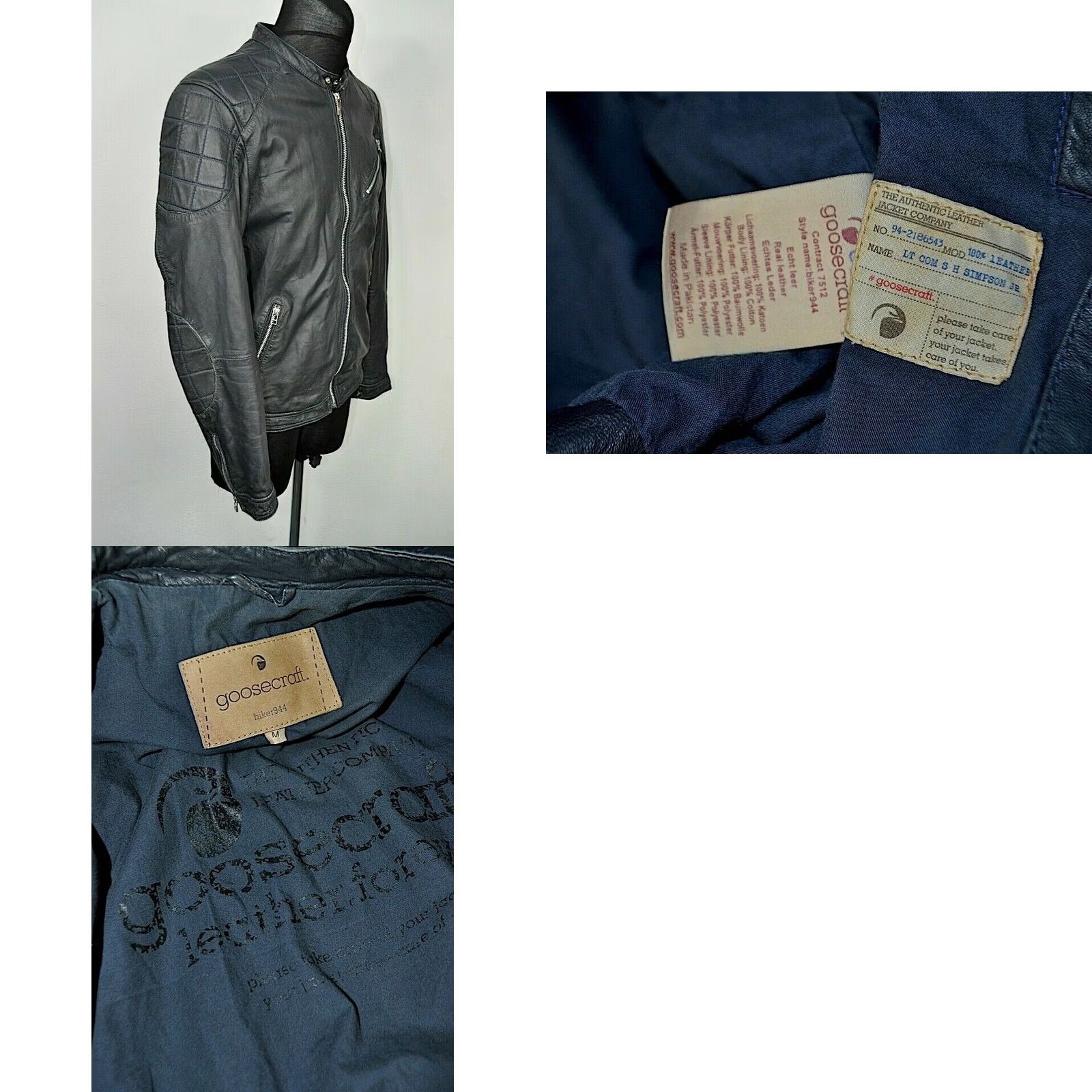 GOOSECRAFT Goosecraft 944 Biker Jacket Men M Black Leather Shirt? Size US M / EU 48-50 / 2 - 8 Thumbnail