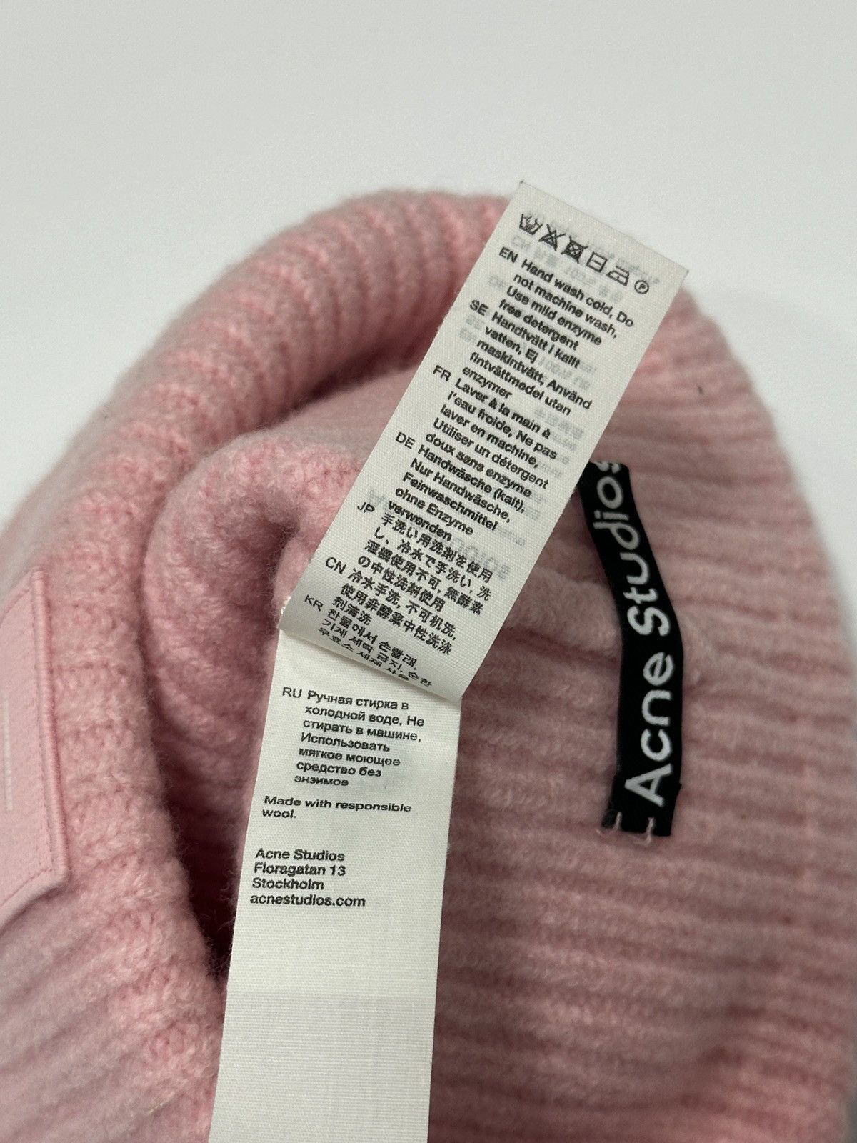 Acne Studios Acne Studios Face Logo Wool Pink Beanie Hat Size 56 cm Size ONE SIZE - 6 Thumbnail