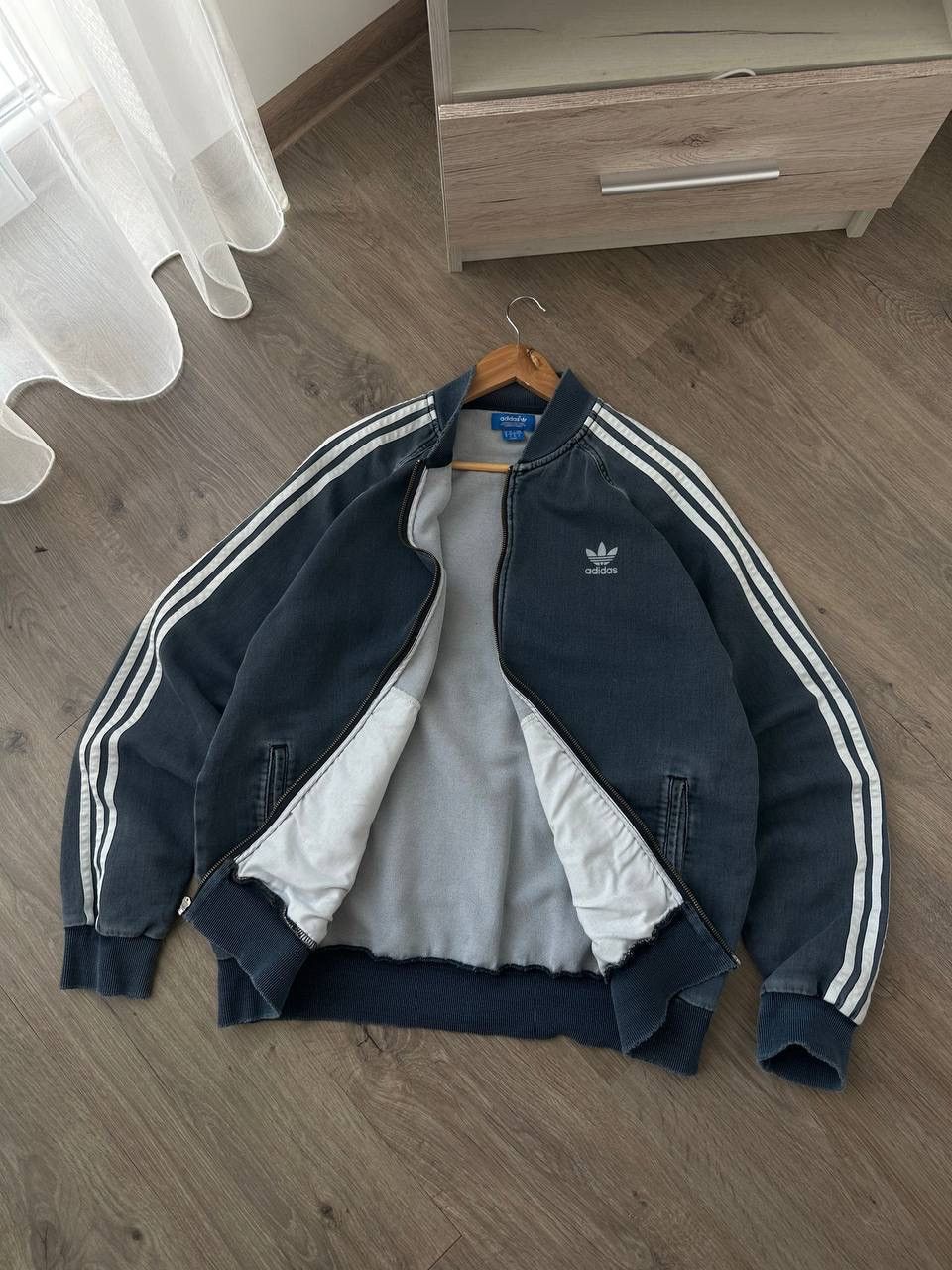Adidas × Vintage Vintage Adidas Distressed Faded Blue Zip Hoodie Size US XL / EU 56 / 4 - 19 Thumbnail