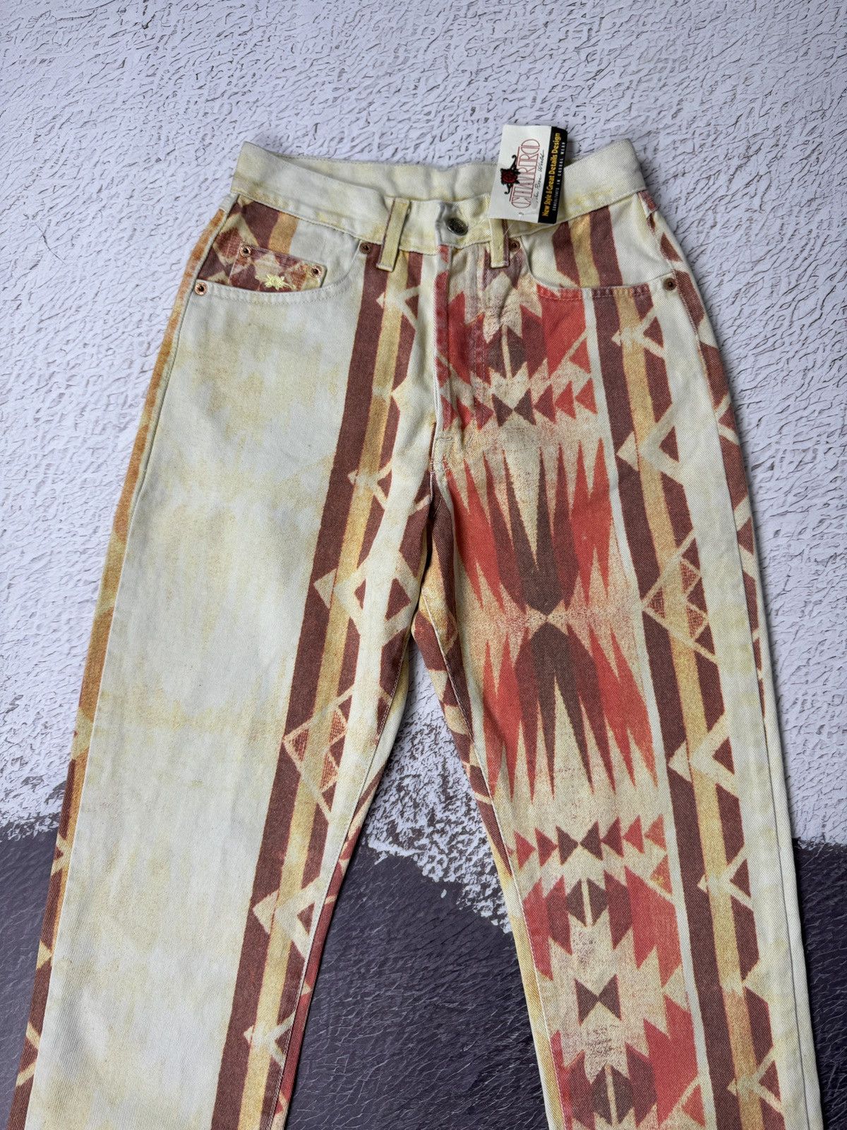 Vintage El Charro Tijuana BNWT allover pattern denim jeans pants Size 26" / US 2 / IT 38 - 6 Thumbnail