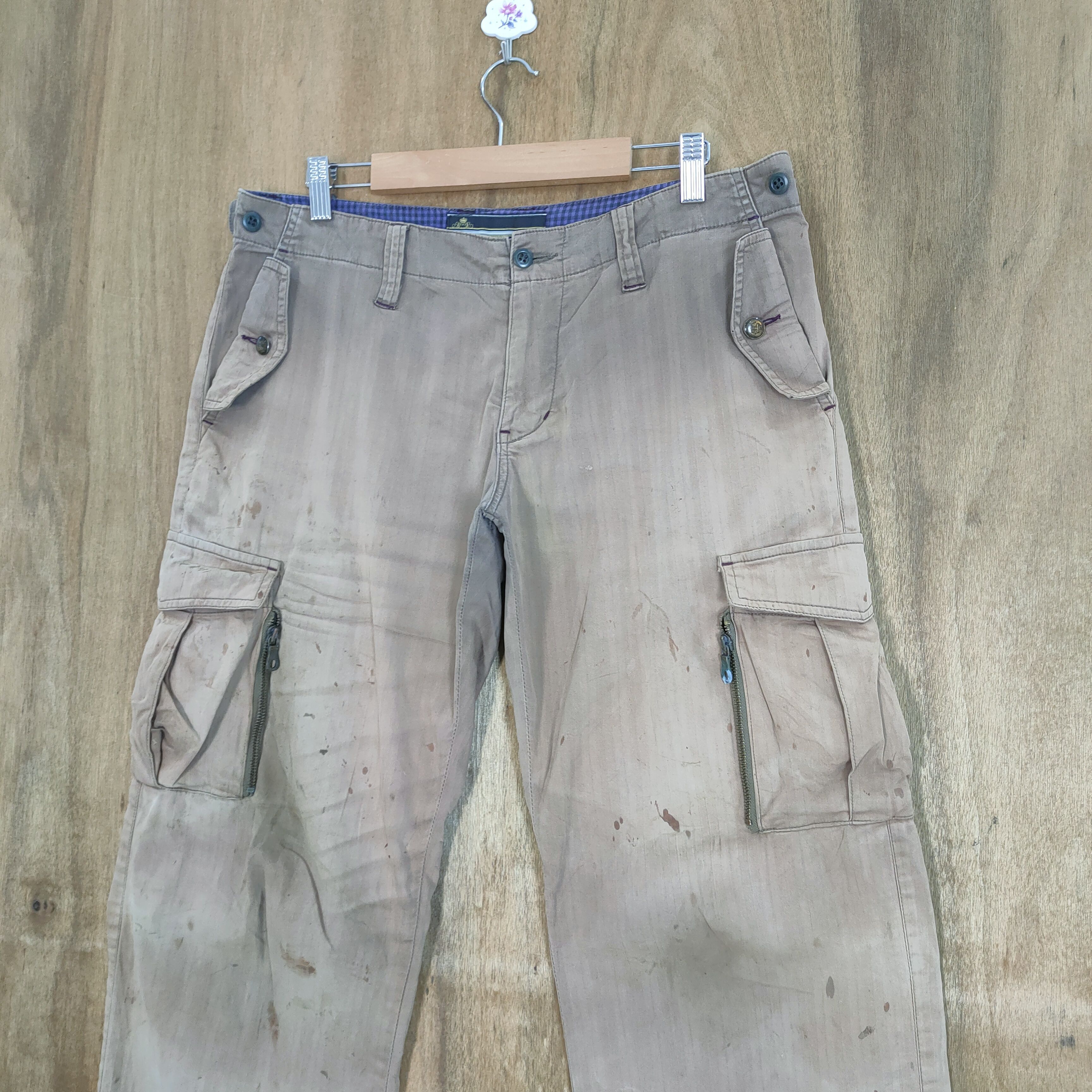 Melrose VINTAGE MELROSE FADED BROWN CARGO PANTS Size US 34 / EU 50 - 7 Thumbnail