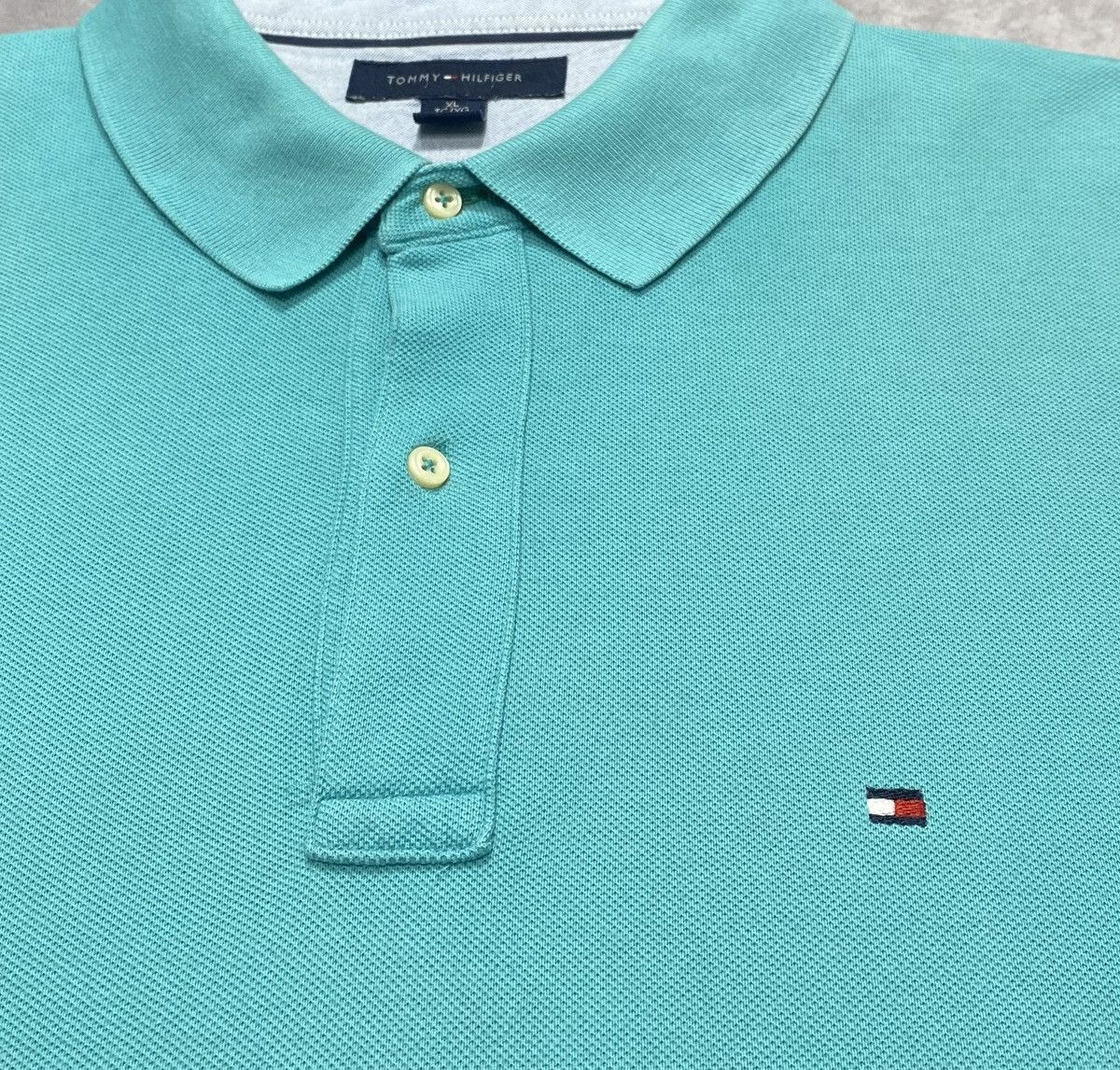 Tommy Hilfiger Vintage Tommy Hilfiger 85 Collection Turquoise Polo Shirt Size US XL / EU 56 / 4 - 2 Thumbnail