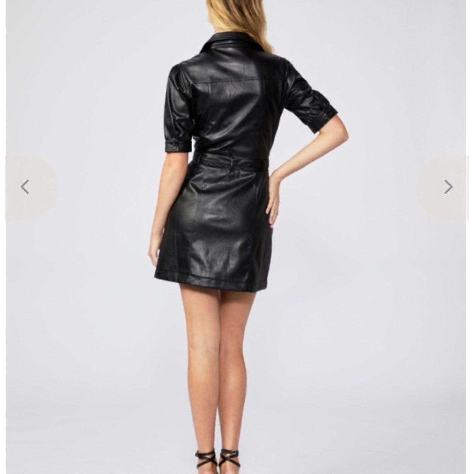 Paige New PAIGE Black Faux Leather Mini Dress size S Size S / US 4 / IT 40 - 6 Thumbnail