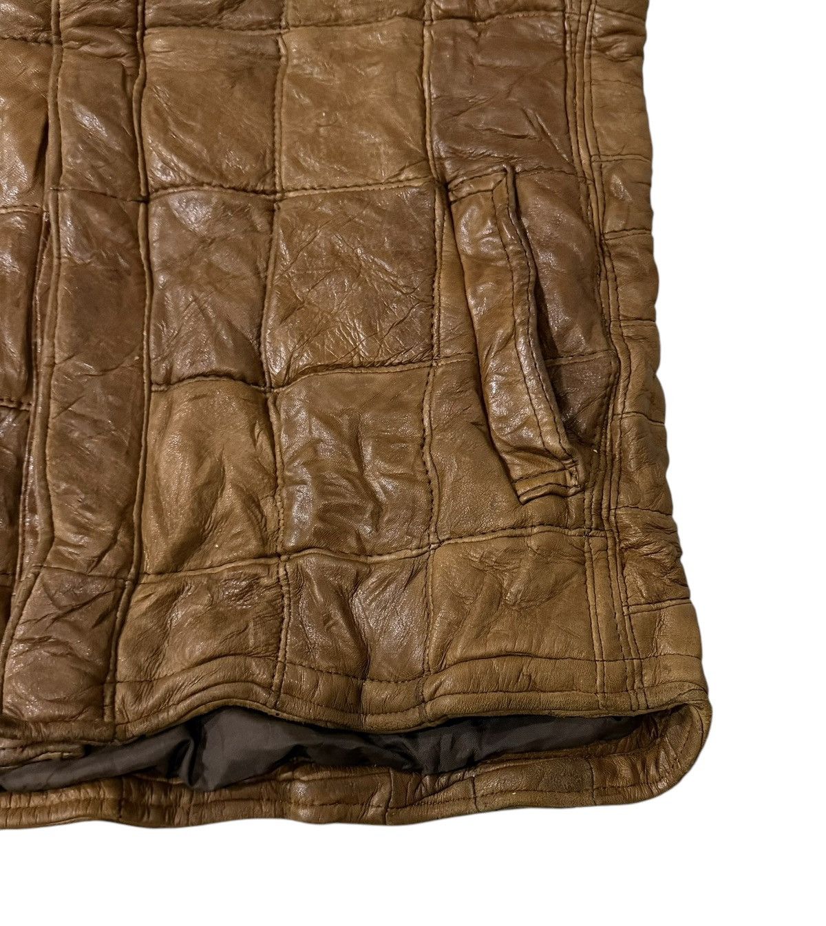 Leather Vintage Tainer Ruttsu Checkered Leather Vest Size US S / EU 44-46 / 1 - 3 Thumbnail