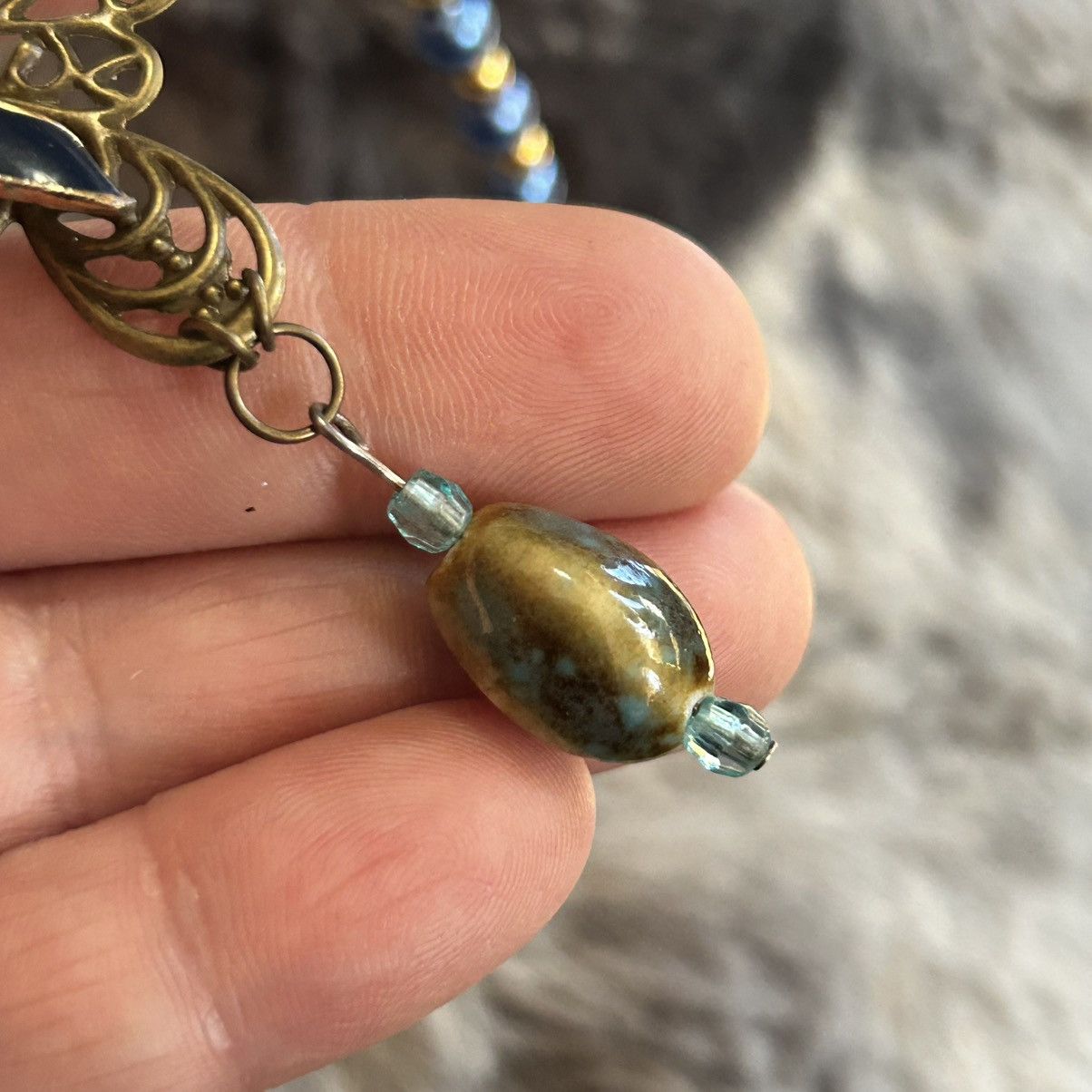 Handmade Handcrafted Czech glass pearl filigree bow pendant necklace Size ONE SIZE - 8 Thumbnail