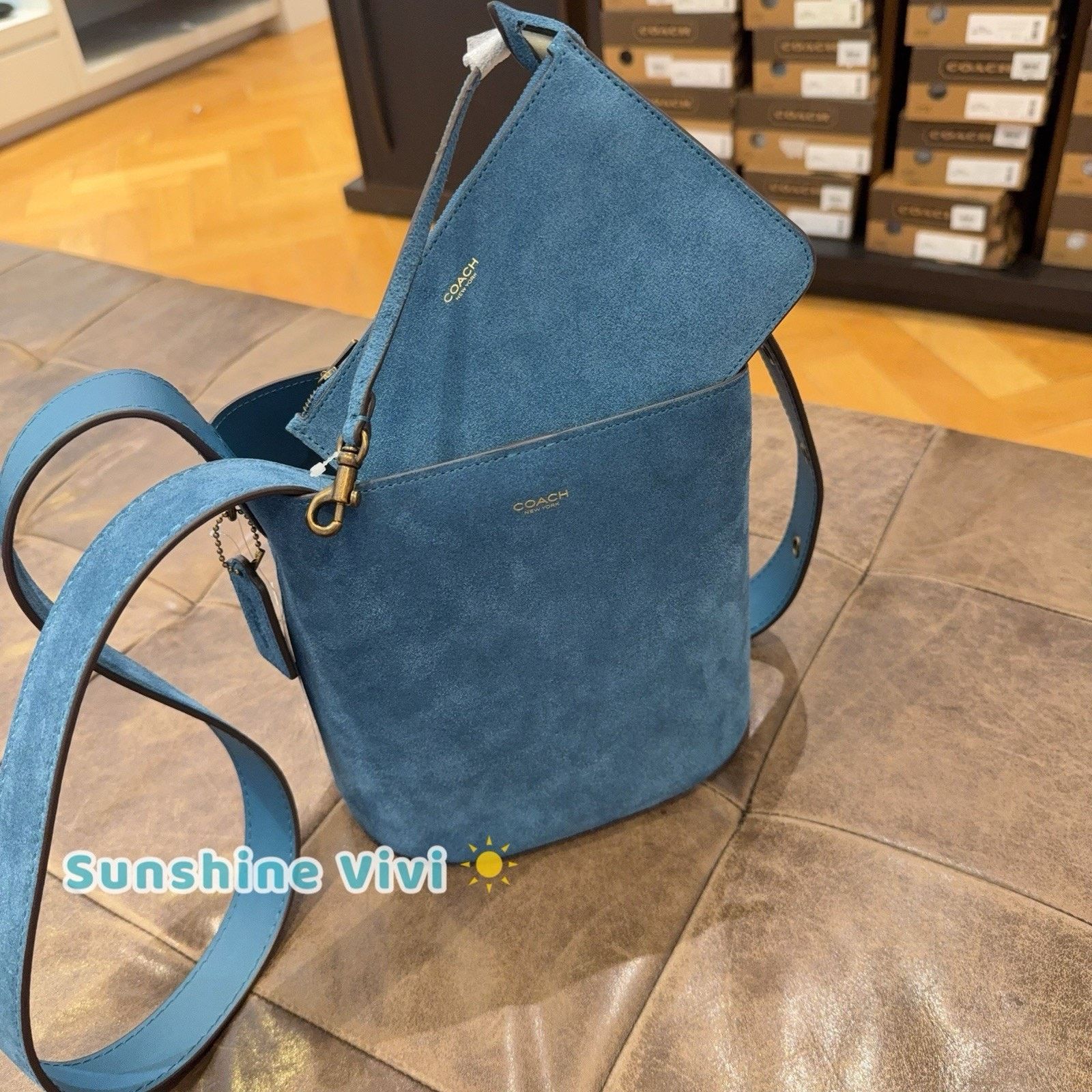Coach NWT Coach Bleecker Bucket Bag 21 Sea Blue CCW84 suede Size ONE SIZE - 1 Thumbnail