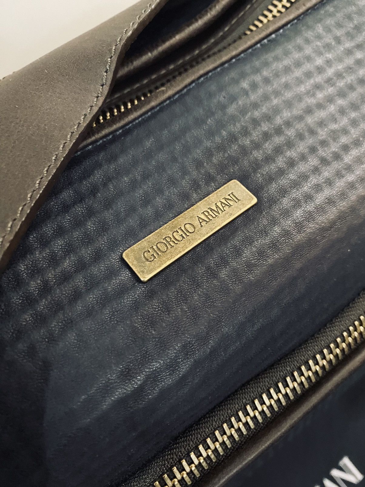 Giorgio Armani GA 🇮🇹 dk bleu dimpled lambskin carry on travel bag unisex NEW Size ONE SIZE - 3 Thumbnail