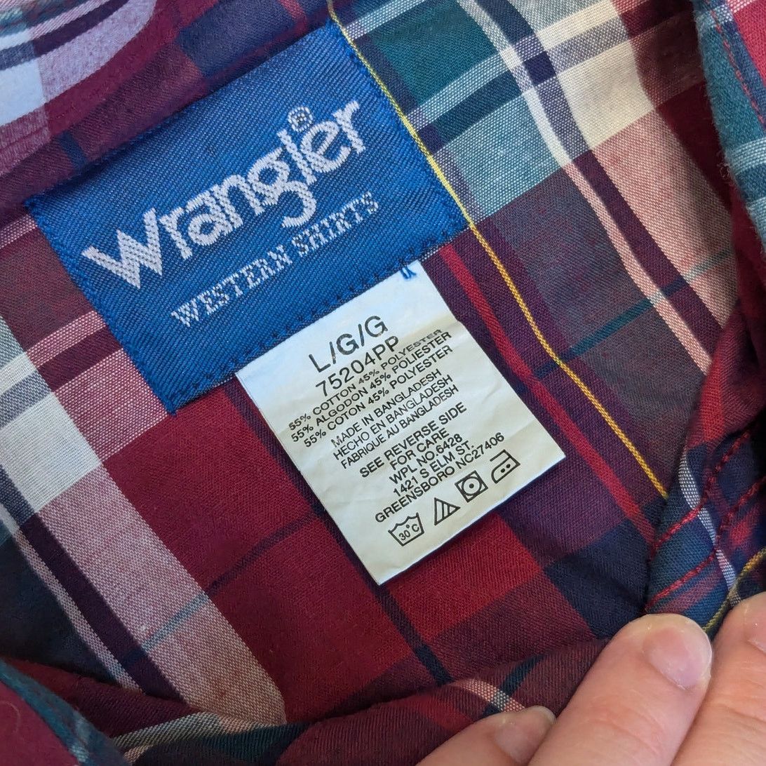 Vintage × Wrangler Vintage Wrangler Pearl Snap Western Shirt Plaid Red Cowboy Size US L / EU 52-54 / 3 - 4 Thumbnail