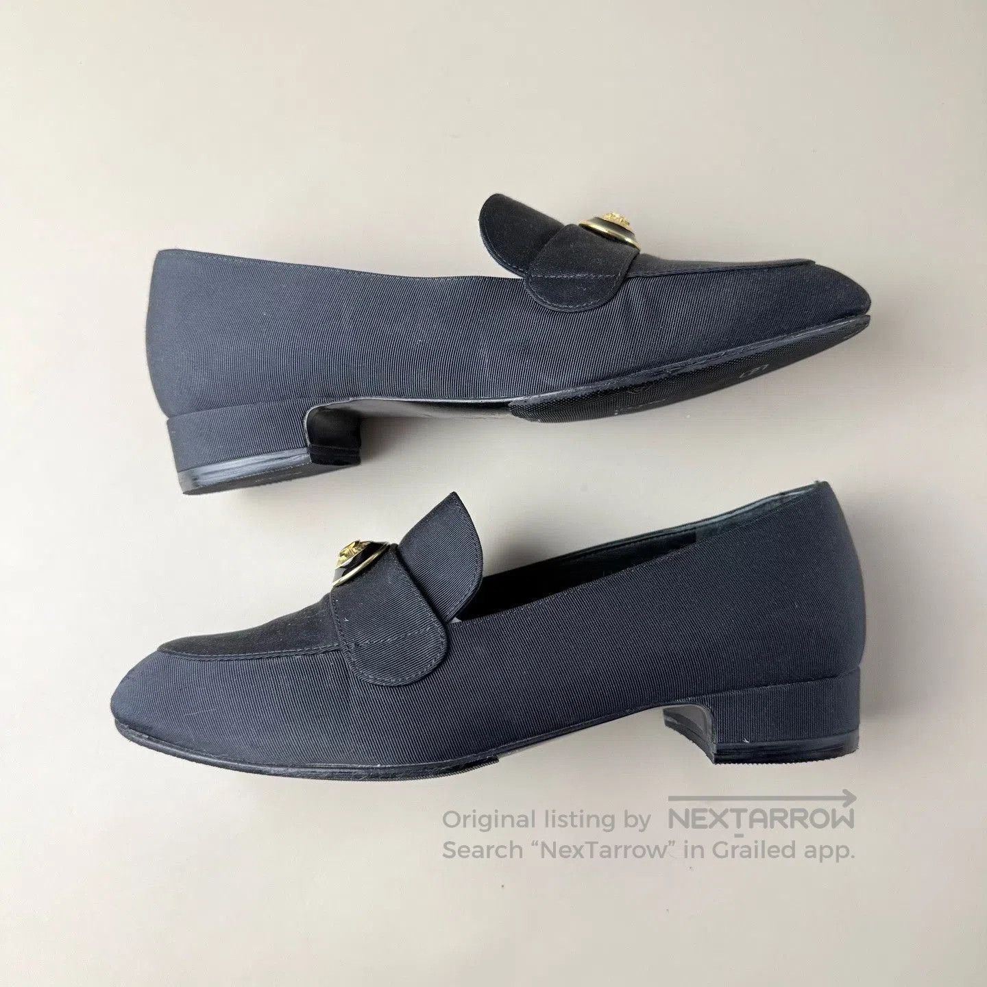 Chanel Chanel Dark Blue Gold Logo Loafers. Size US 4 / IT 34 - 4 Thumbnail
