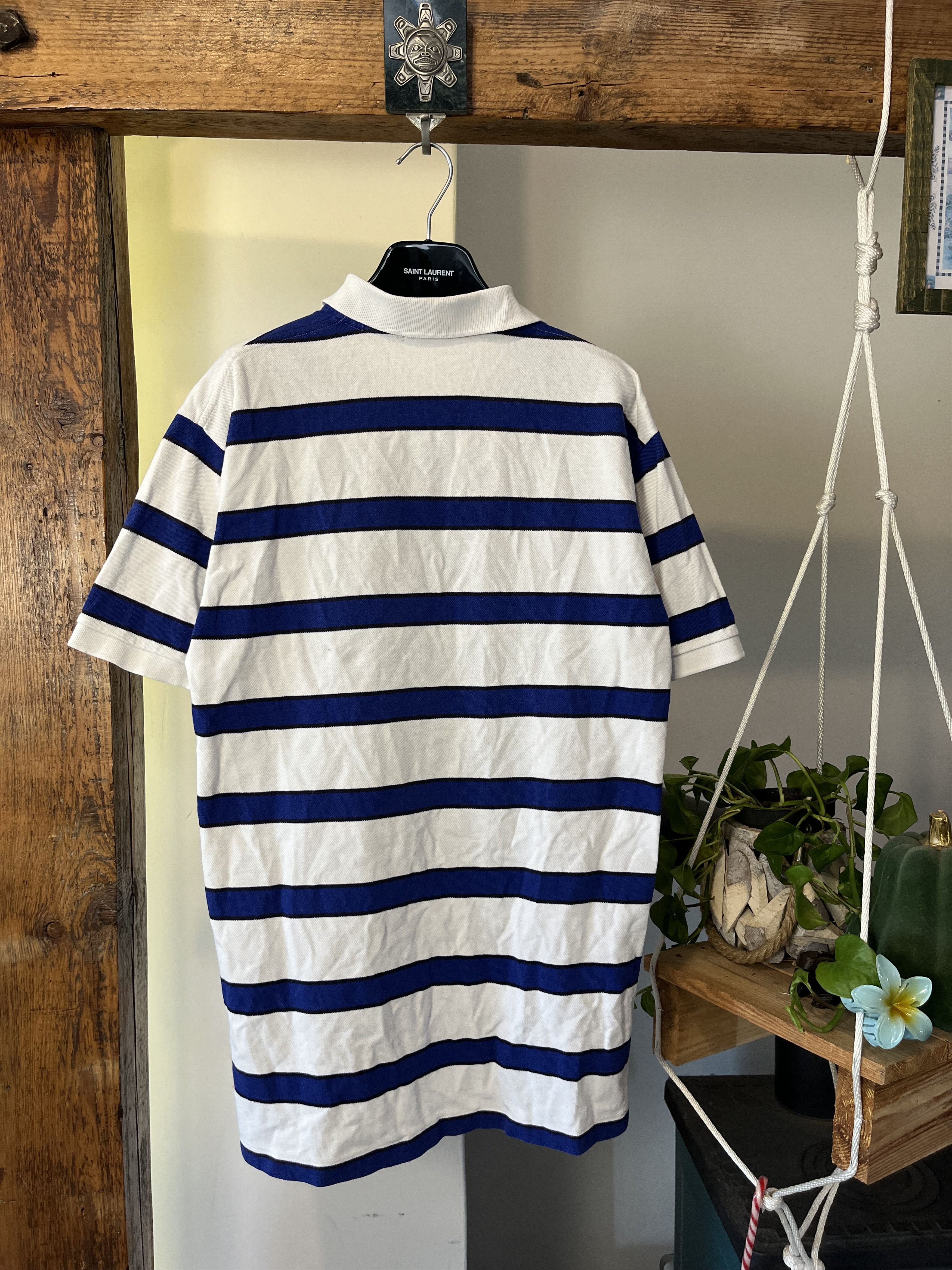Polo Ralph Lauren × Vintage Vintage 90s Polo Ralph Lauren Blue Striped Oversized Polo Size US L / EU 52-54 / 3 - 2 Thumbnail